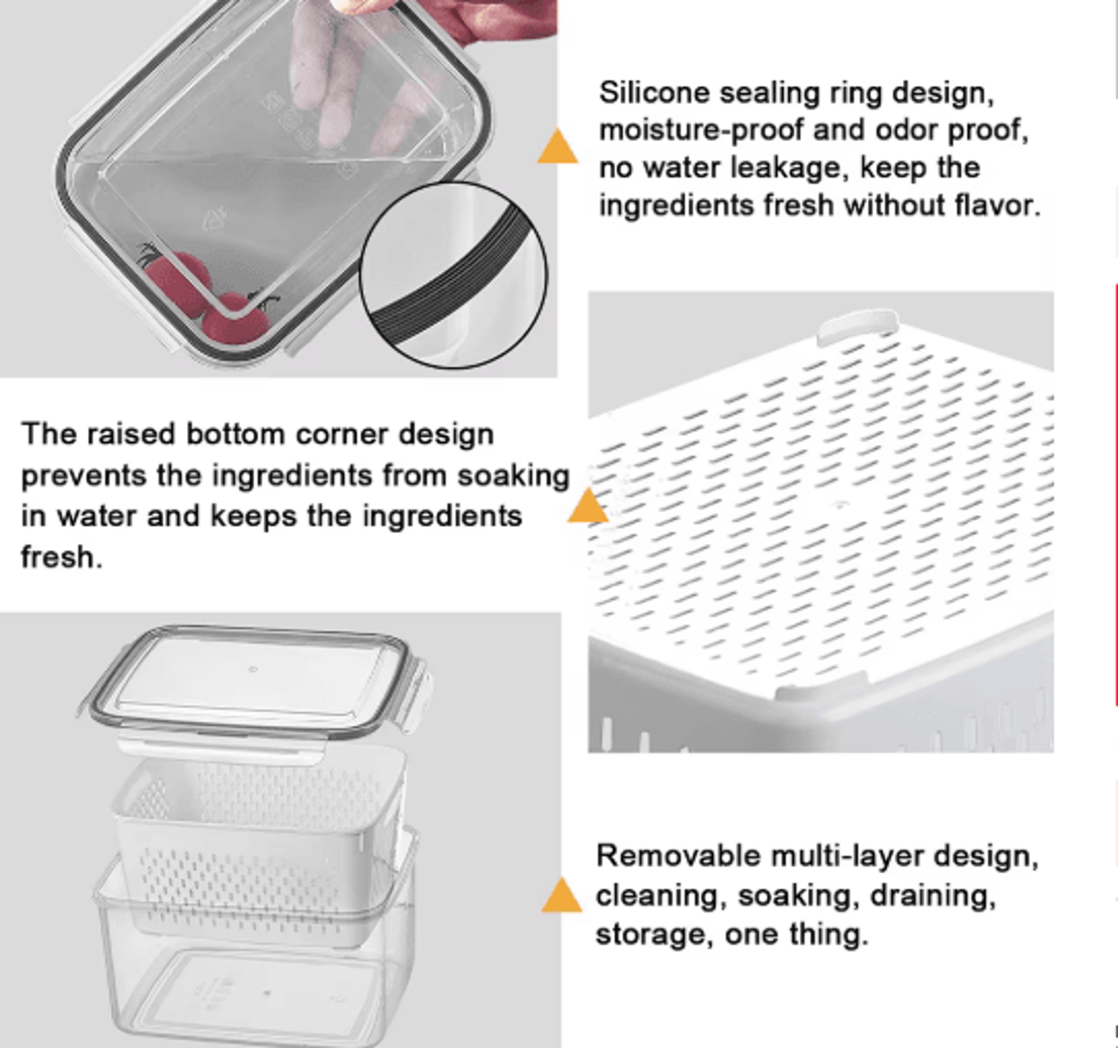 Fruit Storage Container For Fridge With Removable Colander  Airtight Produce Keeper  Fresh Food Org 5