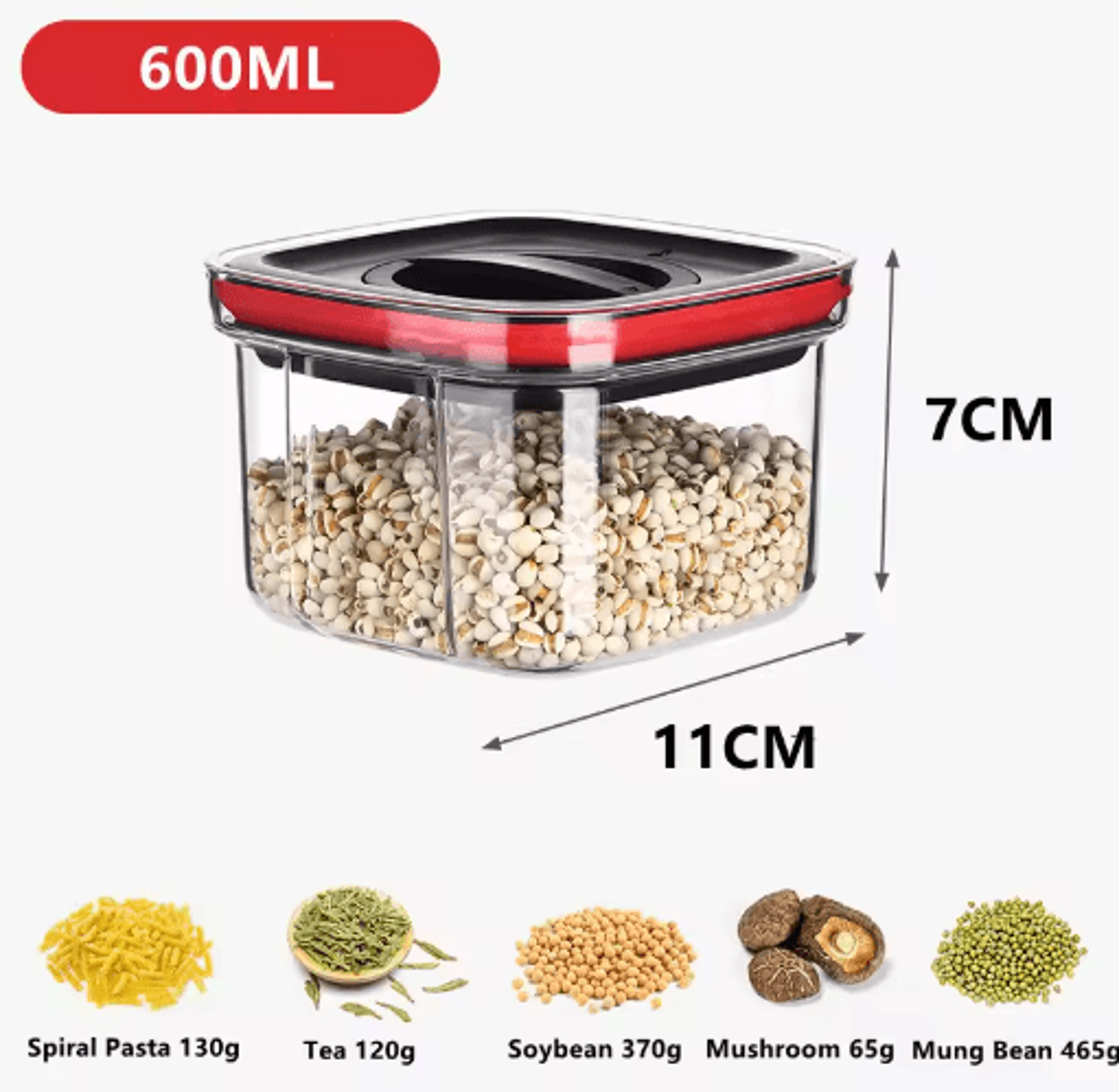 Rotating Lid Airtight Food Storage Jar  Stackable Transparent Grain  Pantry Organizer 6