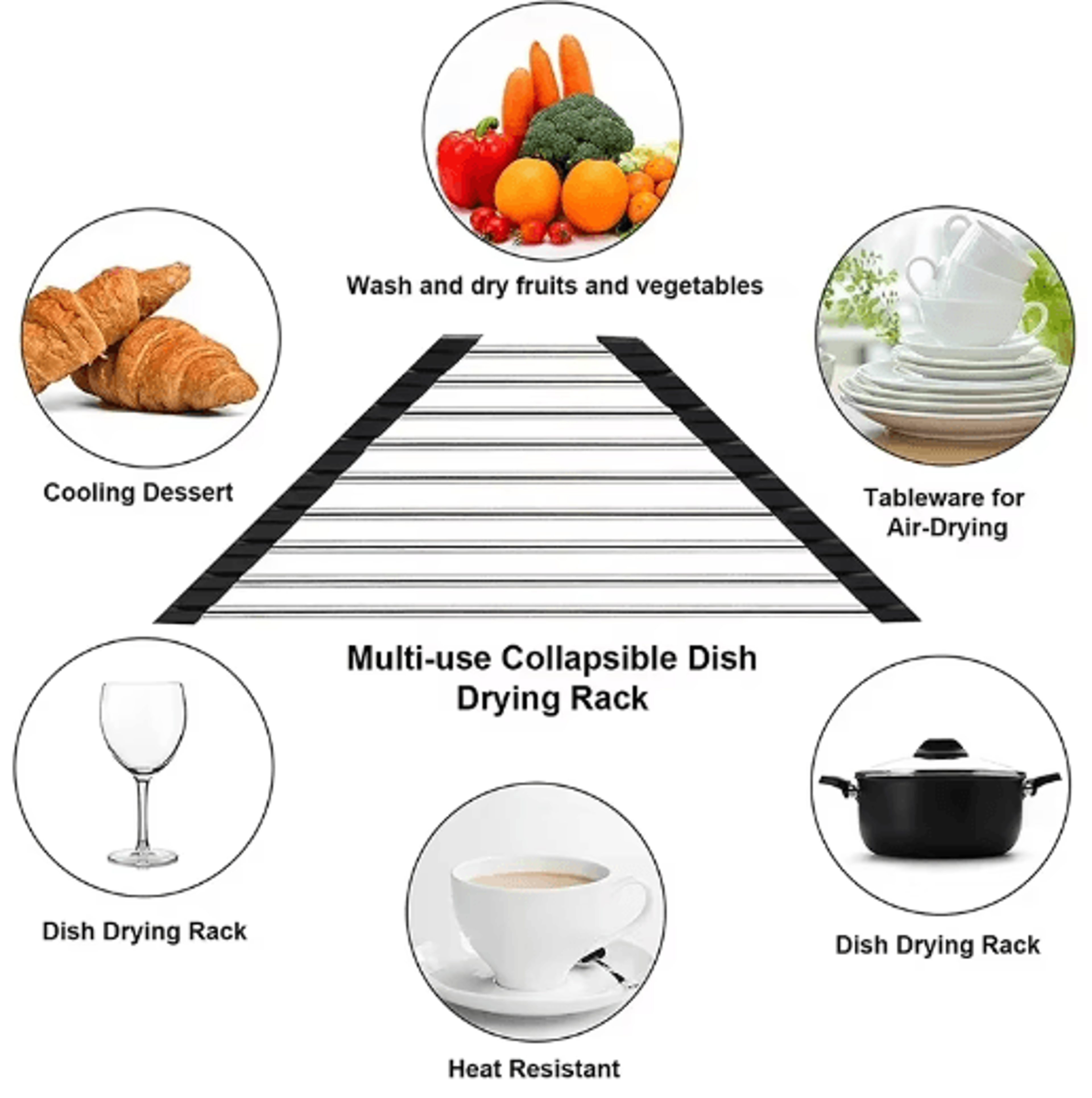 RollUp Triangle Dish Drying Rack  Foldable OvertheSink Corner Organizer  Stainless Steel Drainer 4