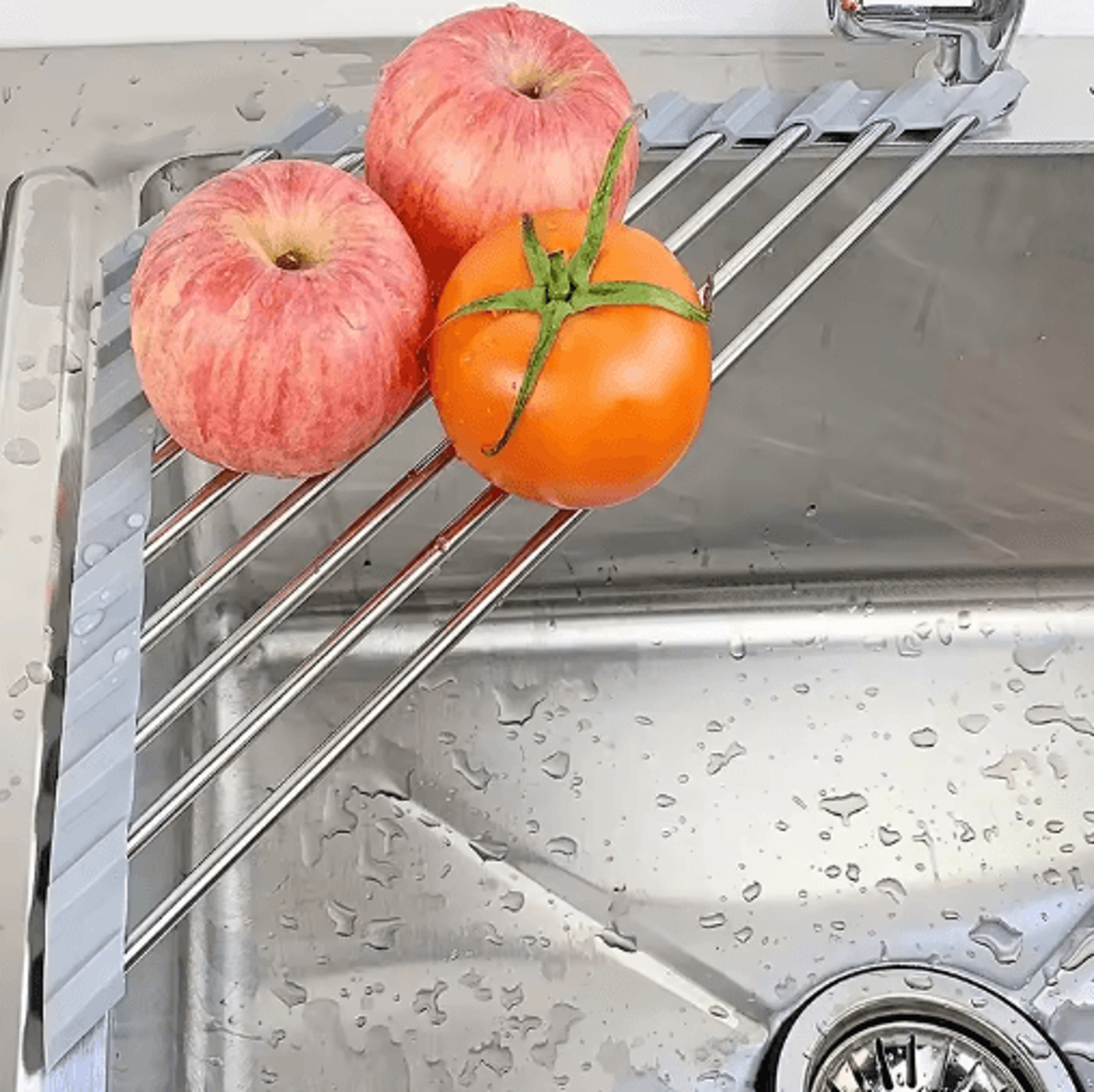 RollUp Triangle Dish Drying Rack  Foldable OvertheSink Corner Organizer  Stainless Steel Drainer 6