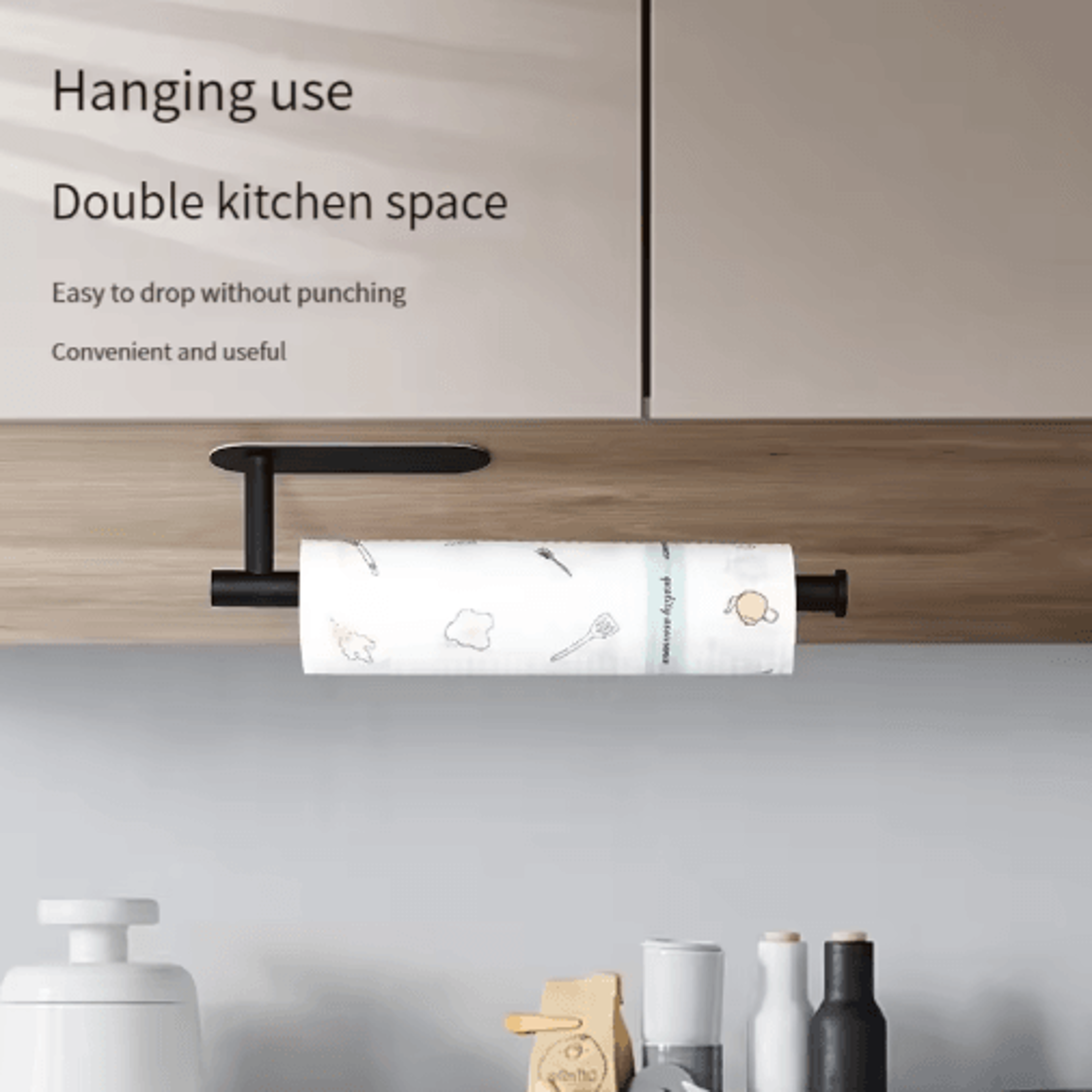 stainless steel paper towel holder – under cabinet hanging rack for paper towels, cling film & kitchen rolls