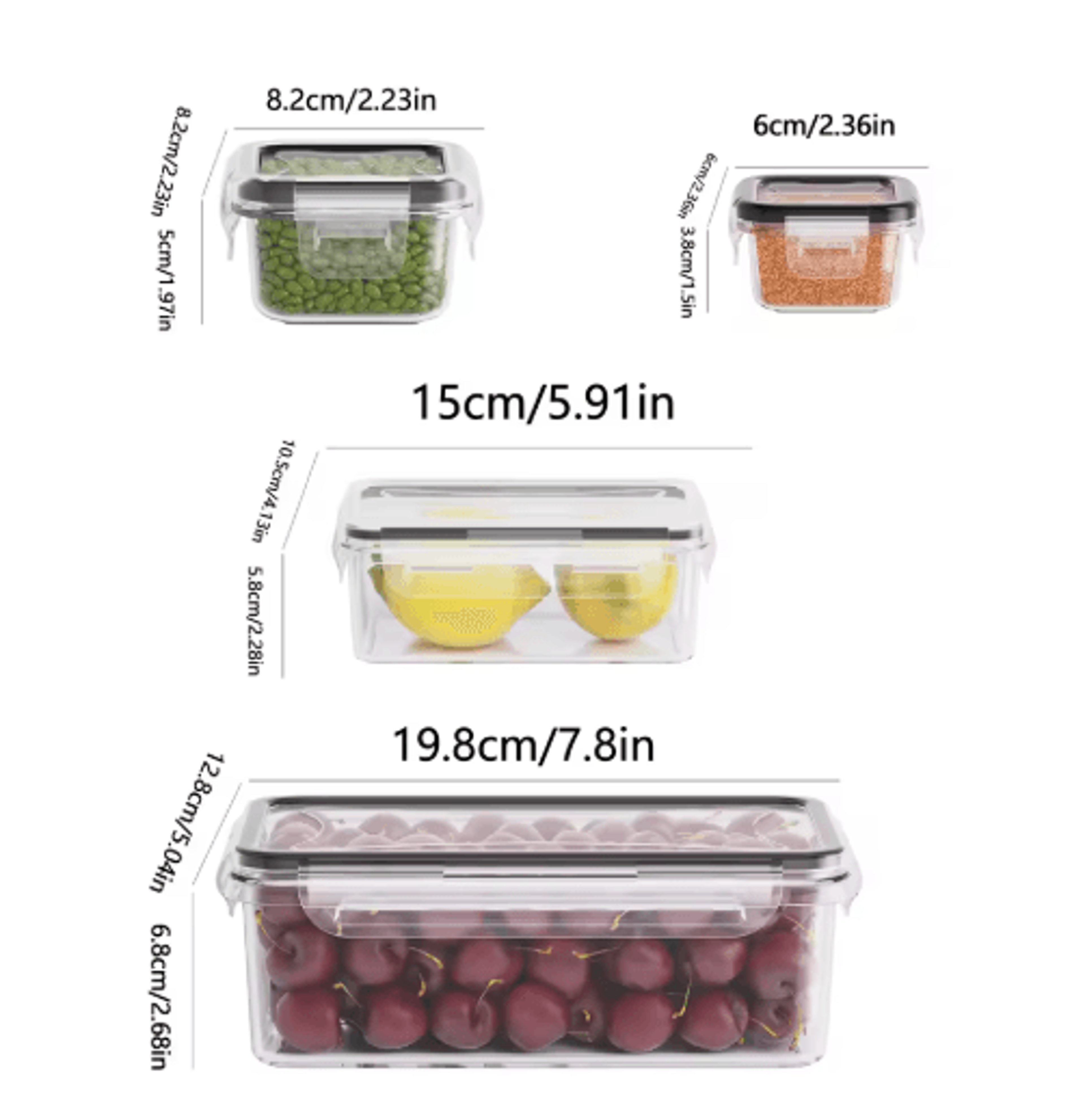 4Piece Airtight Food Storage Container Set Easy Snap Lid Plastic Pantry Storage Containers 6