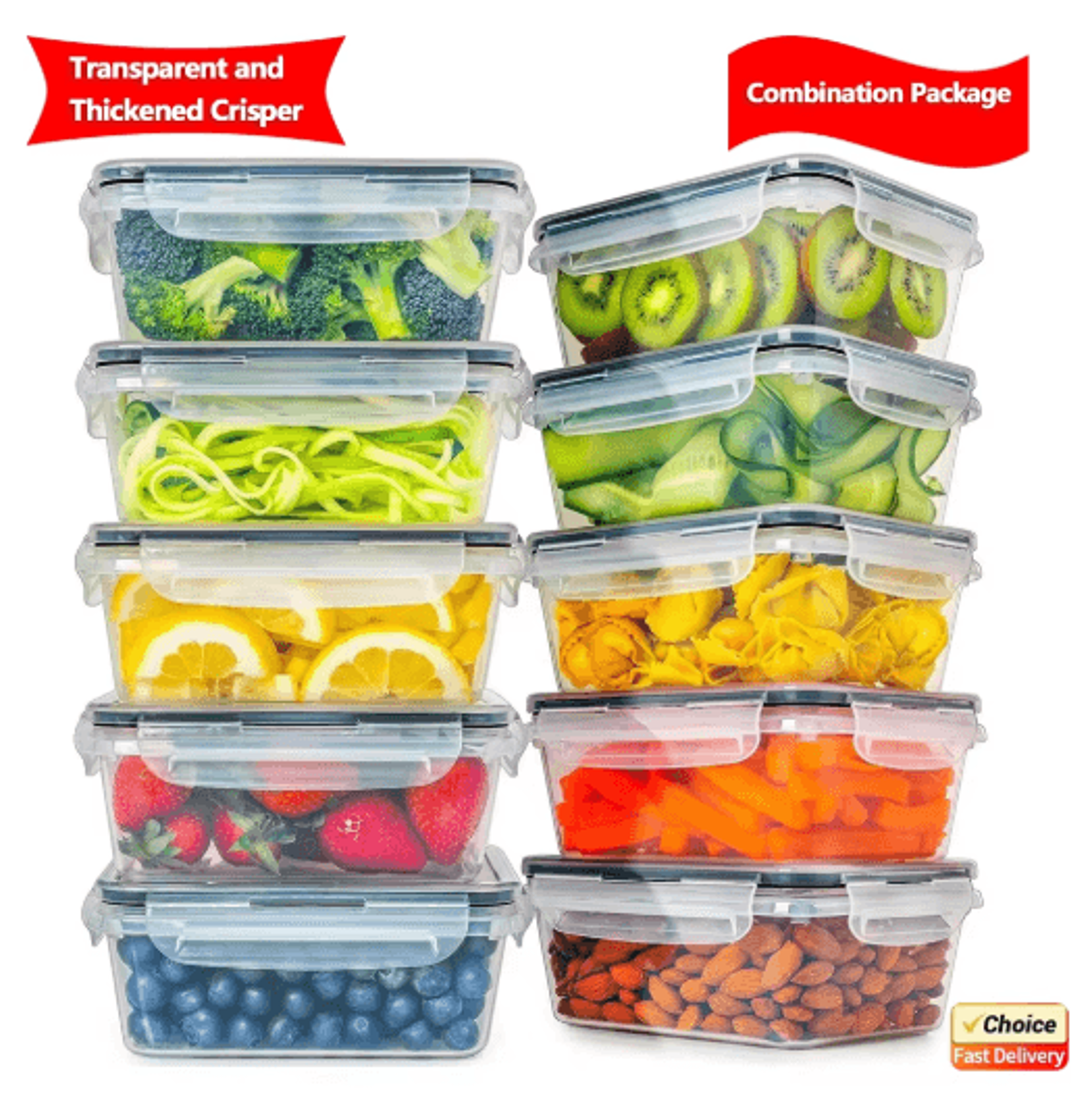 4Piece Airtight Food Storage Container Set Easy Snap Lid Plastic Pantry Storage Containers 0