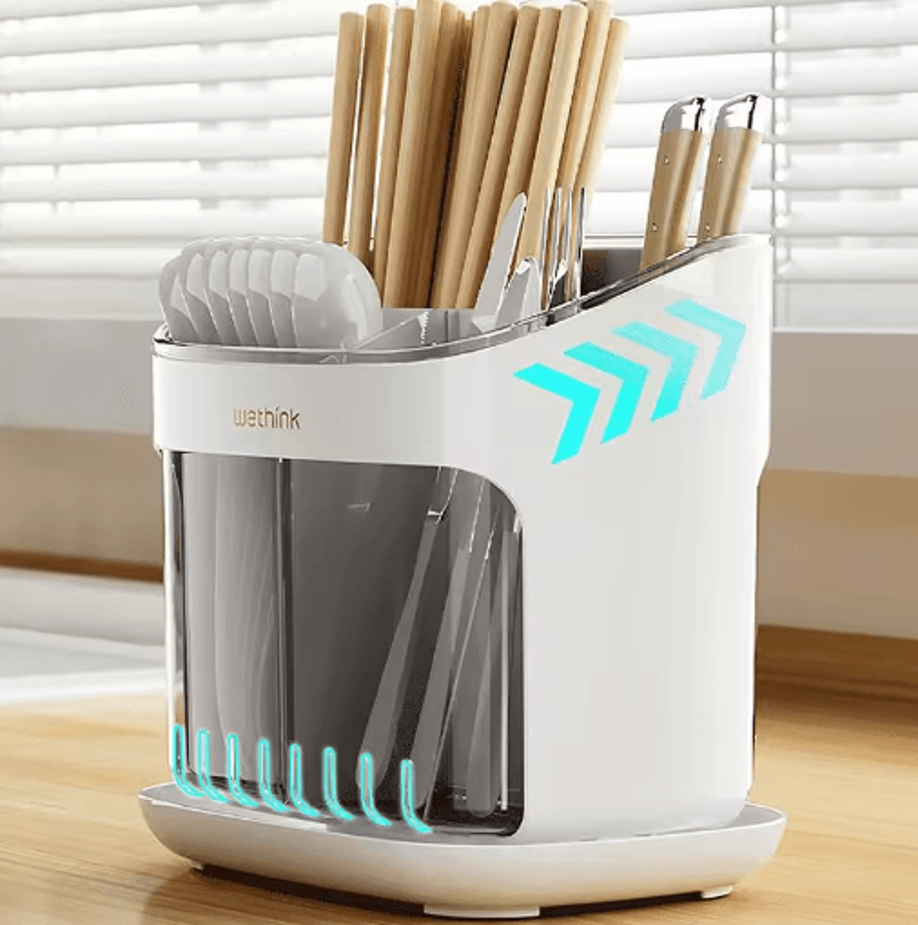 Large Chopstick Holder With Detachable Drain Tray Multifunctional Kitchen Utensil  Cutlery Organize 7