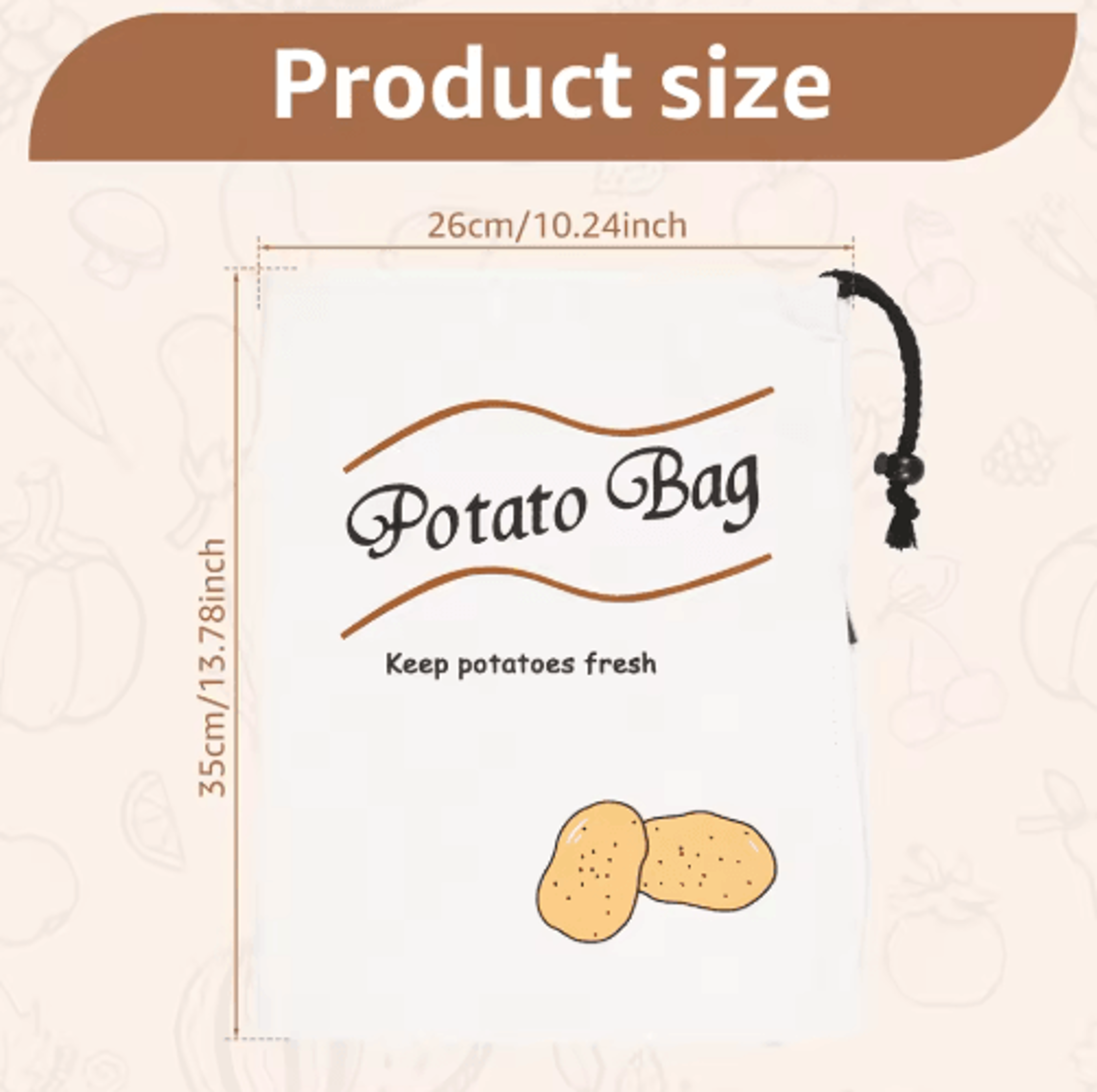 Reusable Potato  Onion Storage Bags With Bidirectional Drawstring  Vegetable Storage Sacks 23PCS 3