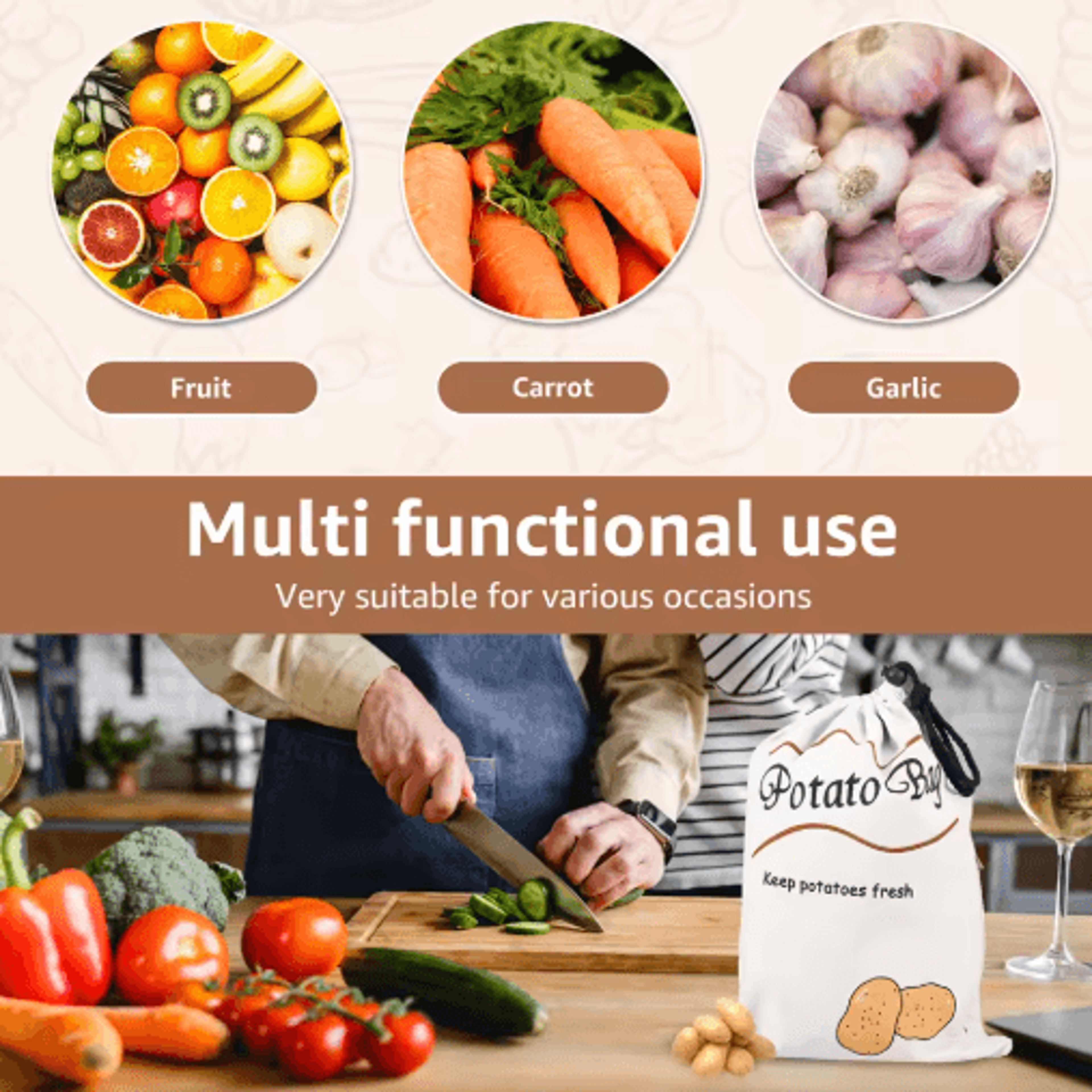 Reusable Potato  Onion Storage Bags With Bidirectional Drawstring  Vegetable Storage Sacks 23PCS 4