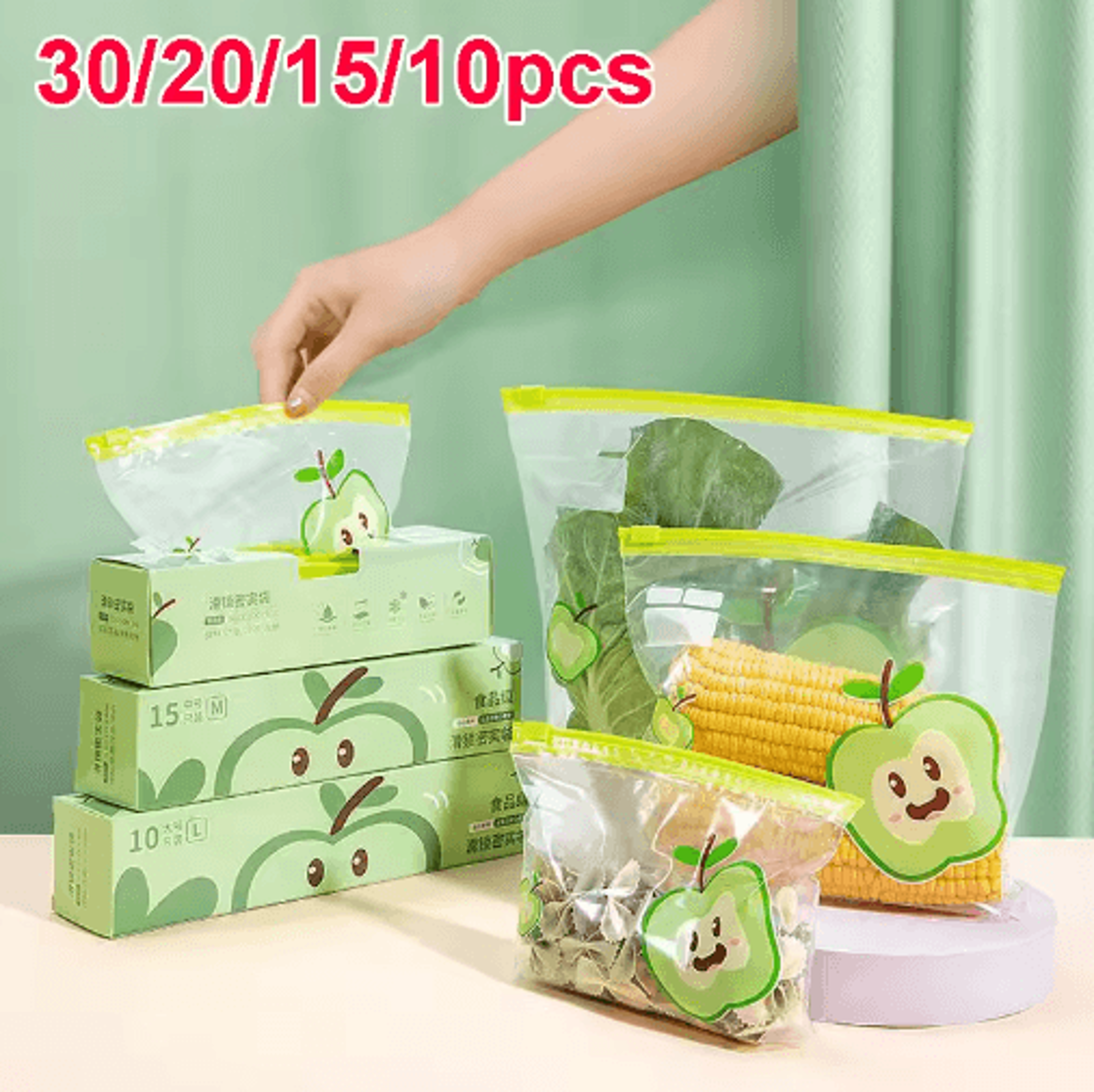 reusable zip lock food storage bags – food-grade transparent freezer & fresh-keeping storage bags