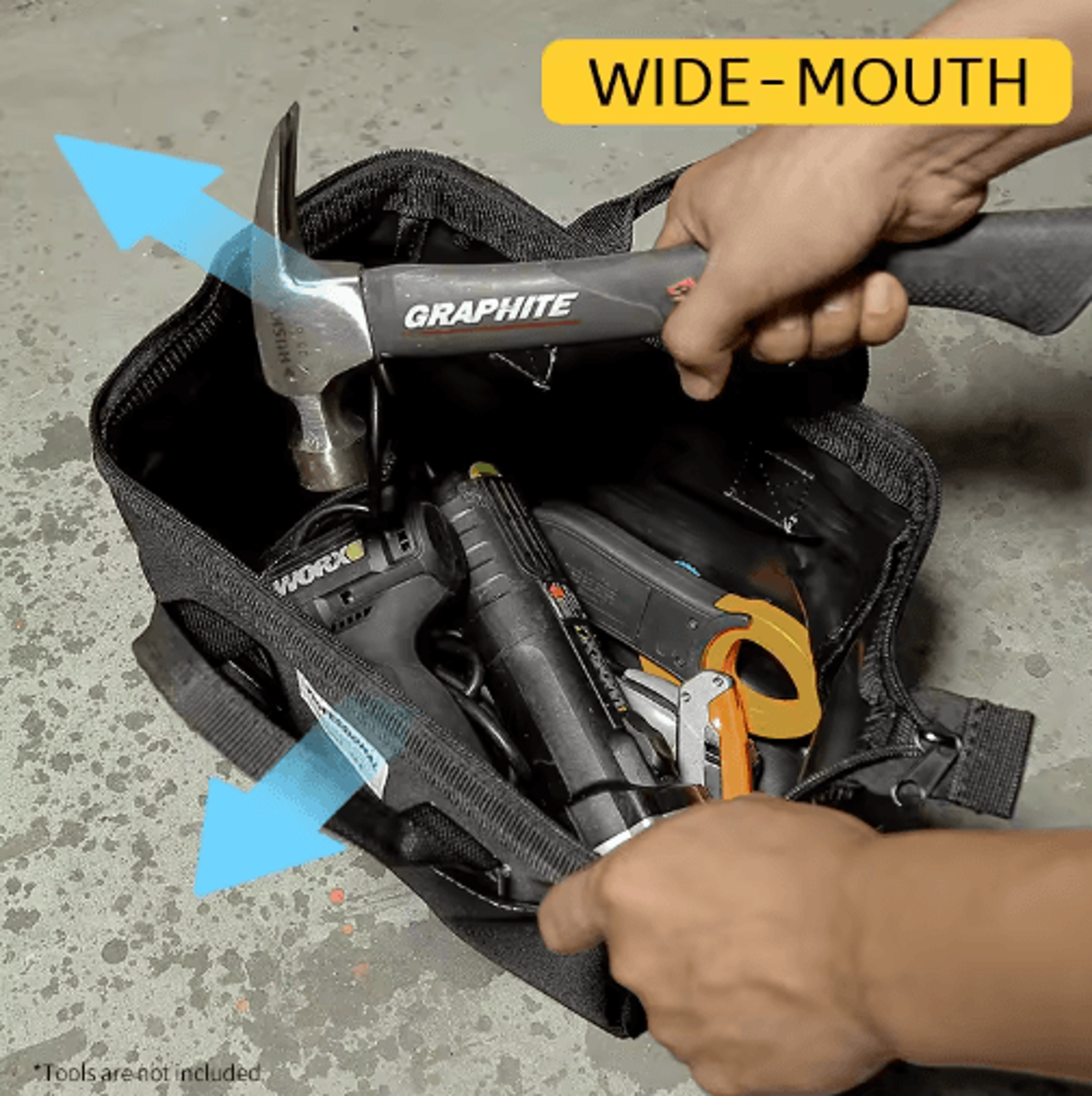 12Inch Wide Mouth Tool Bag  Portable Tool Organizer With Sturdy Base For Home  Professional Use 4
