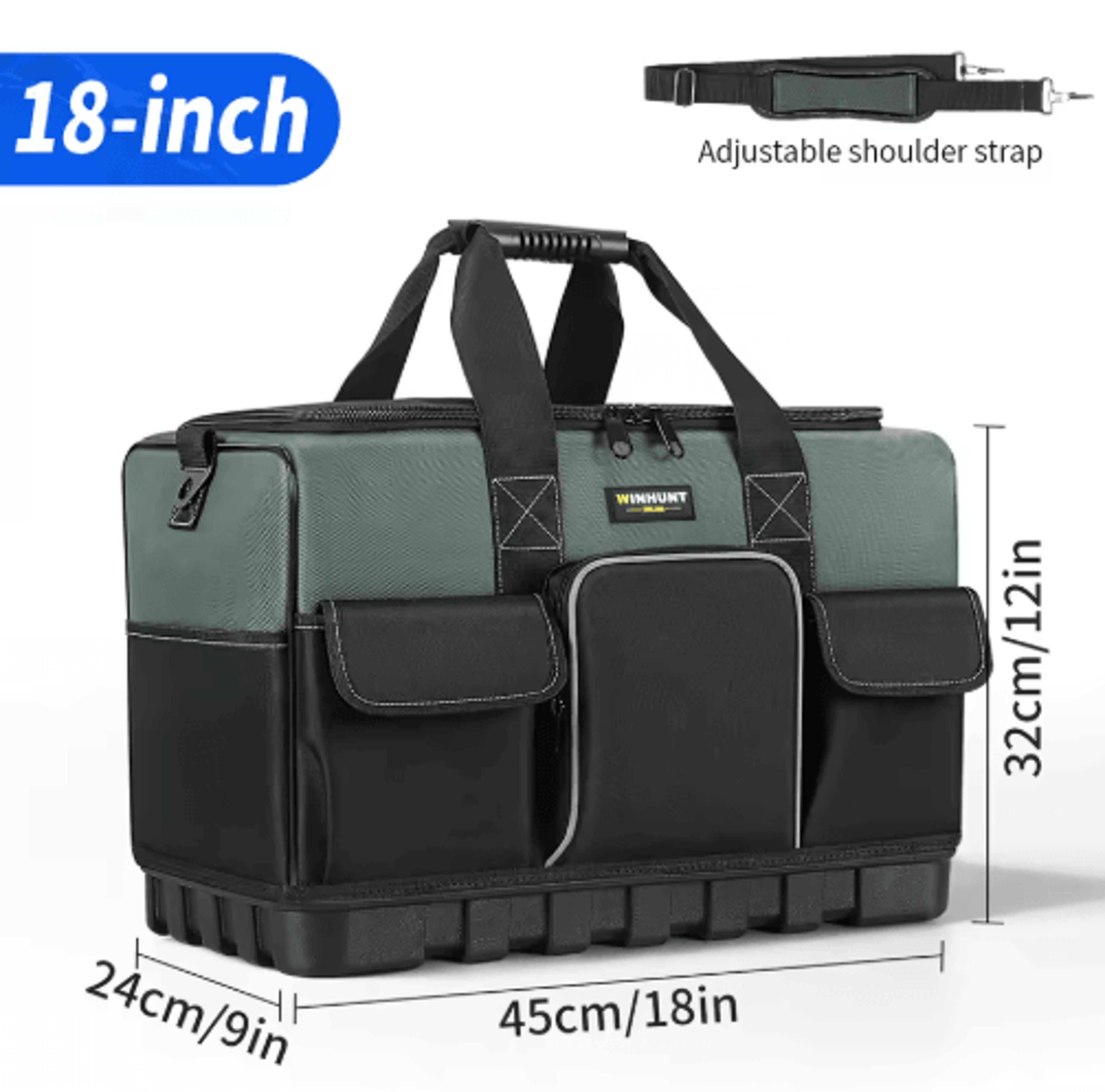 Heavy Duty Electrician Tool Bag With Hard Bottom  16Pocket Tool Organizer For Mechanics  HVAC Profe 4