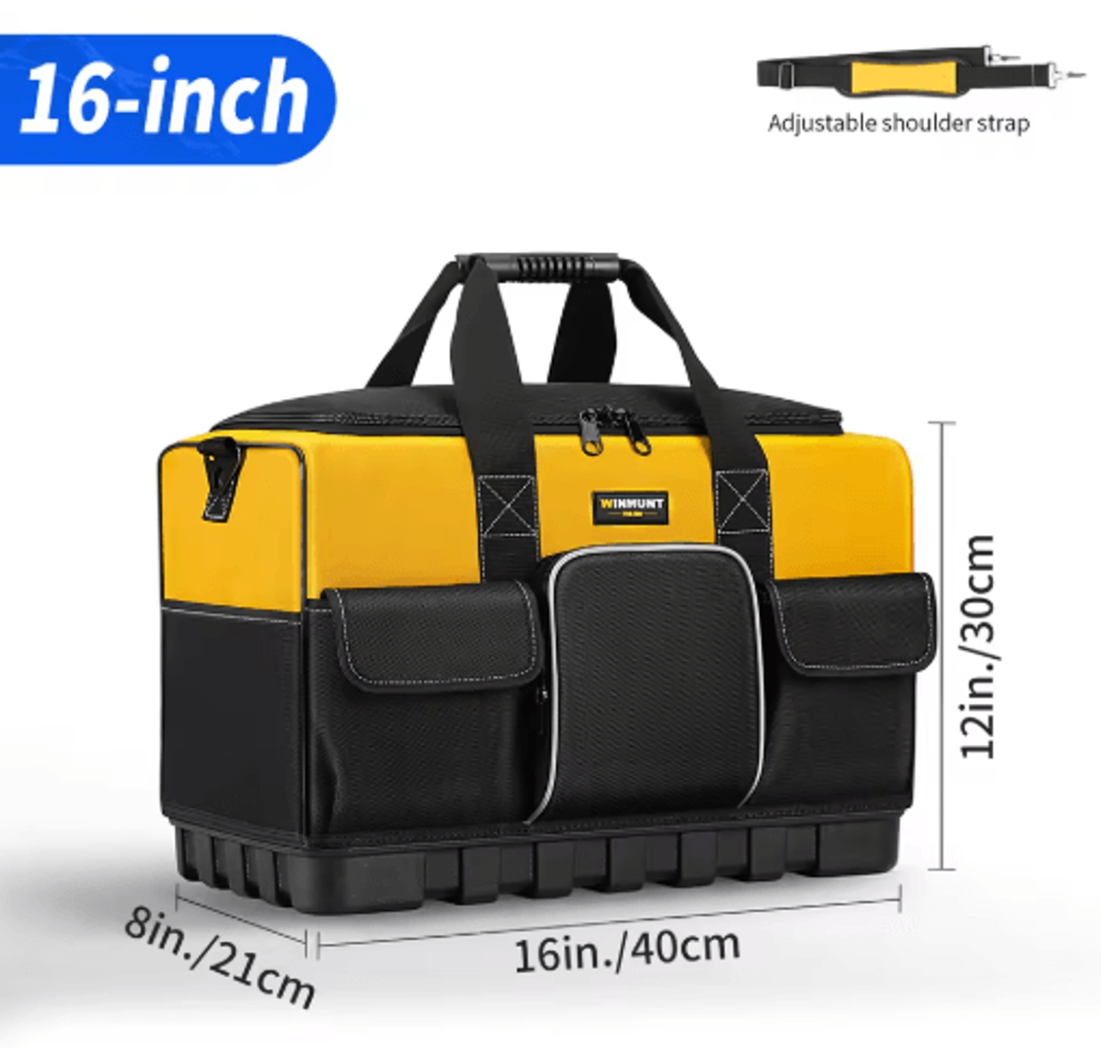 Heavy Duty Electrician Tool Bag With Hard Bottom  16Pocket Tool Organizer For Mechanics  HVAC Profe 5