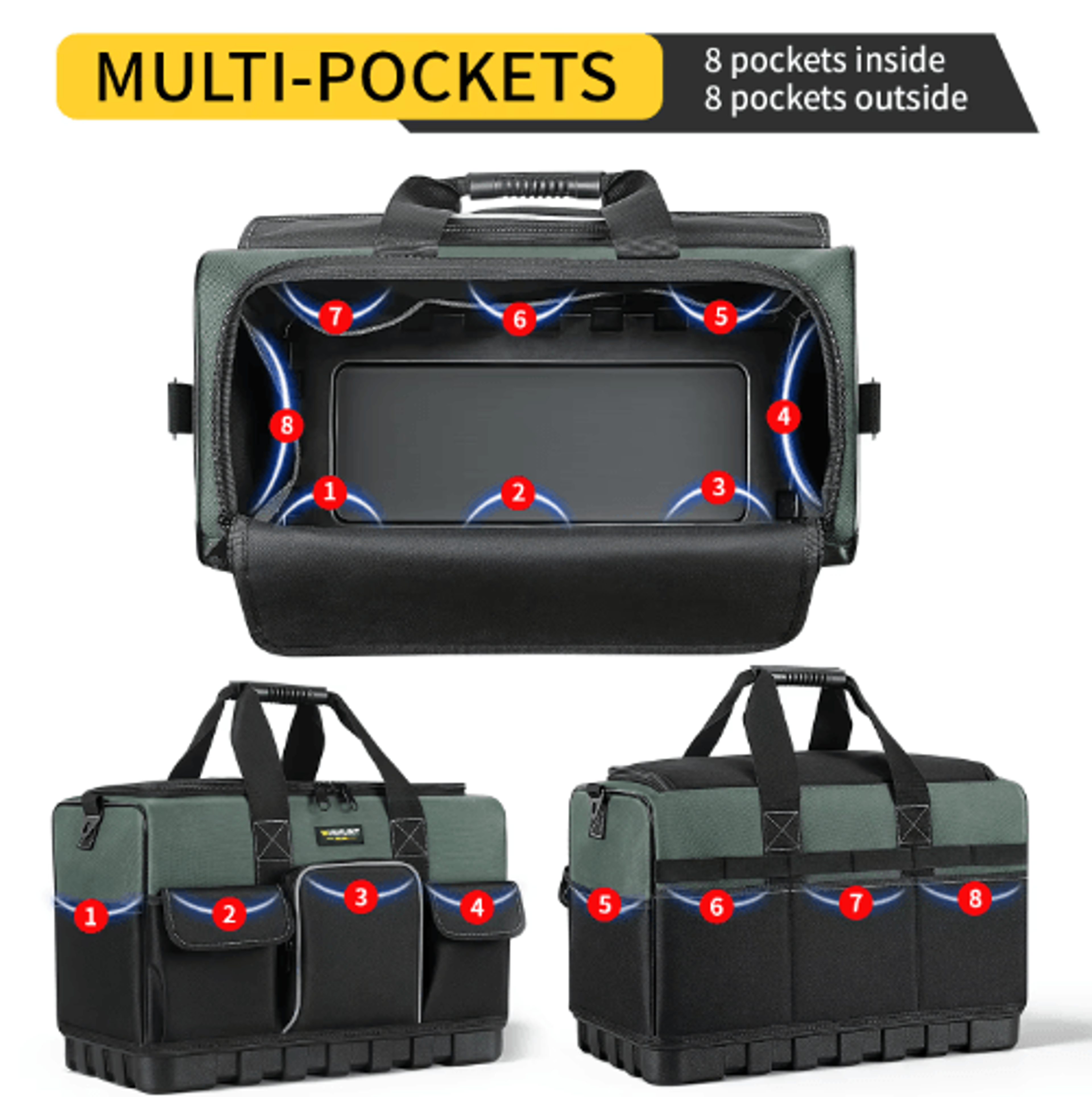 Heavy Duty Electrician Tool Bag With Hard Bottom  16Pocket Tool Organizer For Mechanics  HVAC Profe 8