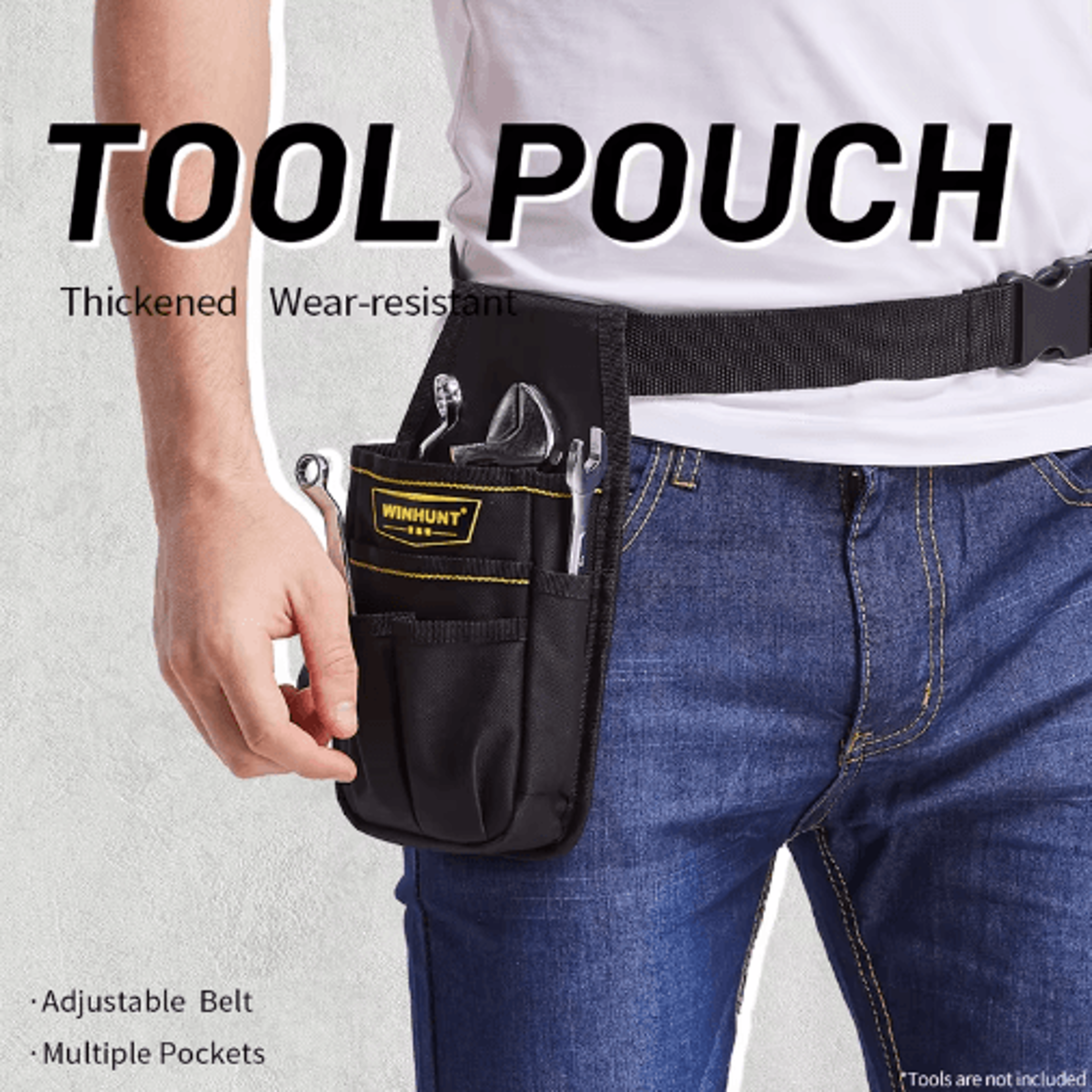 winhunt tool belt pouch with belt clip – utility tool organizer for electricians, carpenters & construction workers