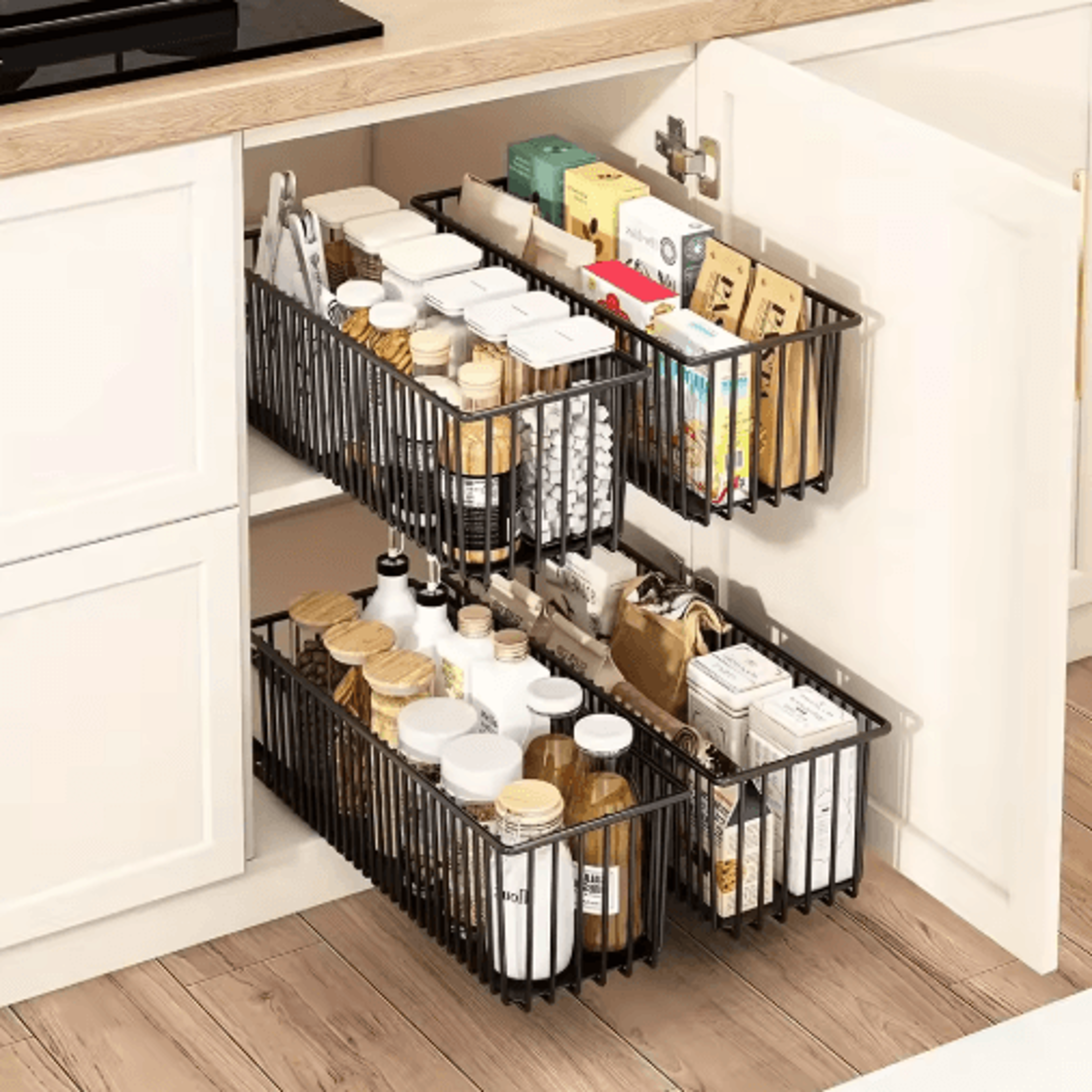 Pull Out Cabinet Organizer Basket  SlideOut Under Sink Storage Drawer For Kitchen Cabinets 5