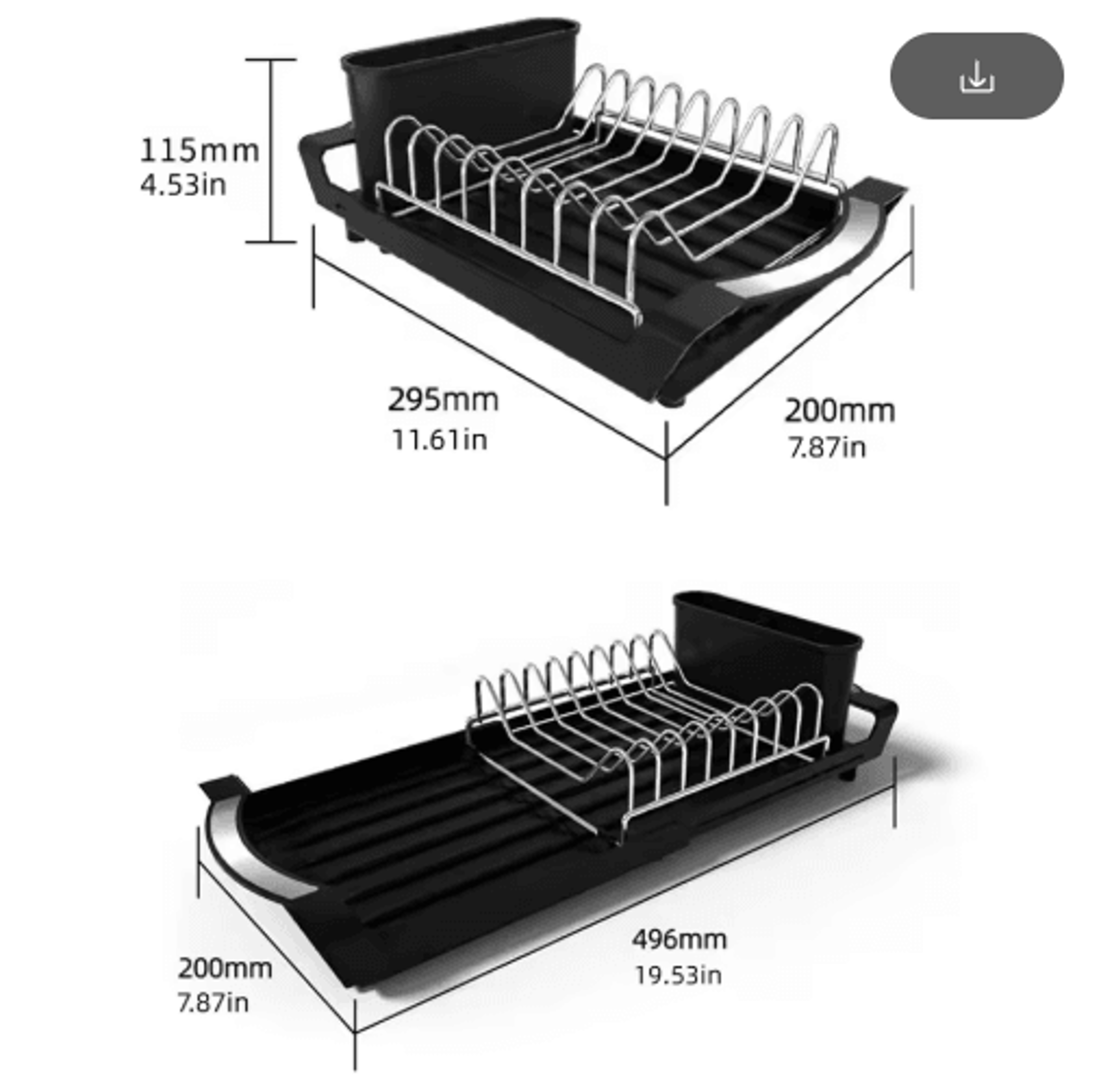 Extendable Dish Drying Rack  Large Capacity Dish Drainer With Utensil Storage Holder 4