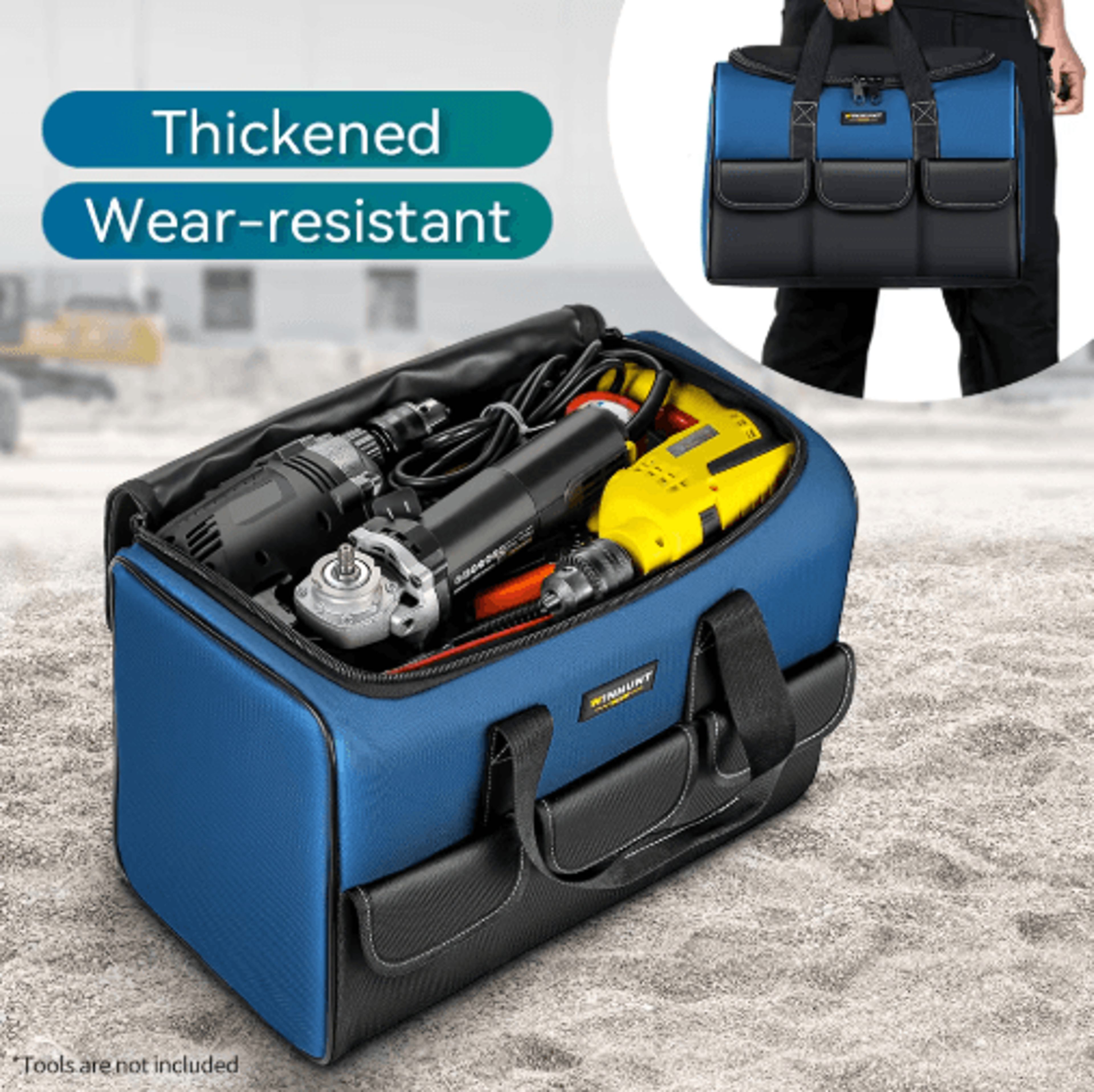 Heavy Duty Wide Mouth Canvas Tool Bag  Large Capacity Electrician Tool Organizer 7