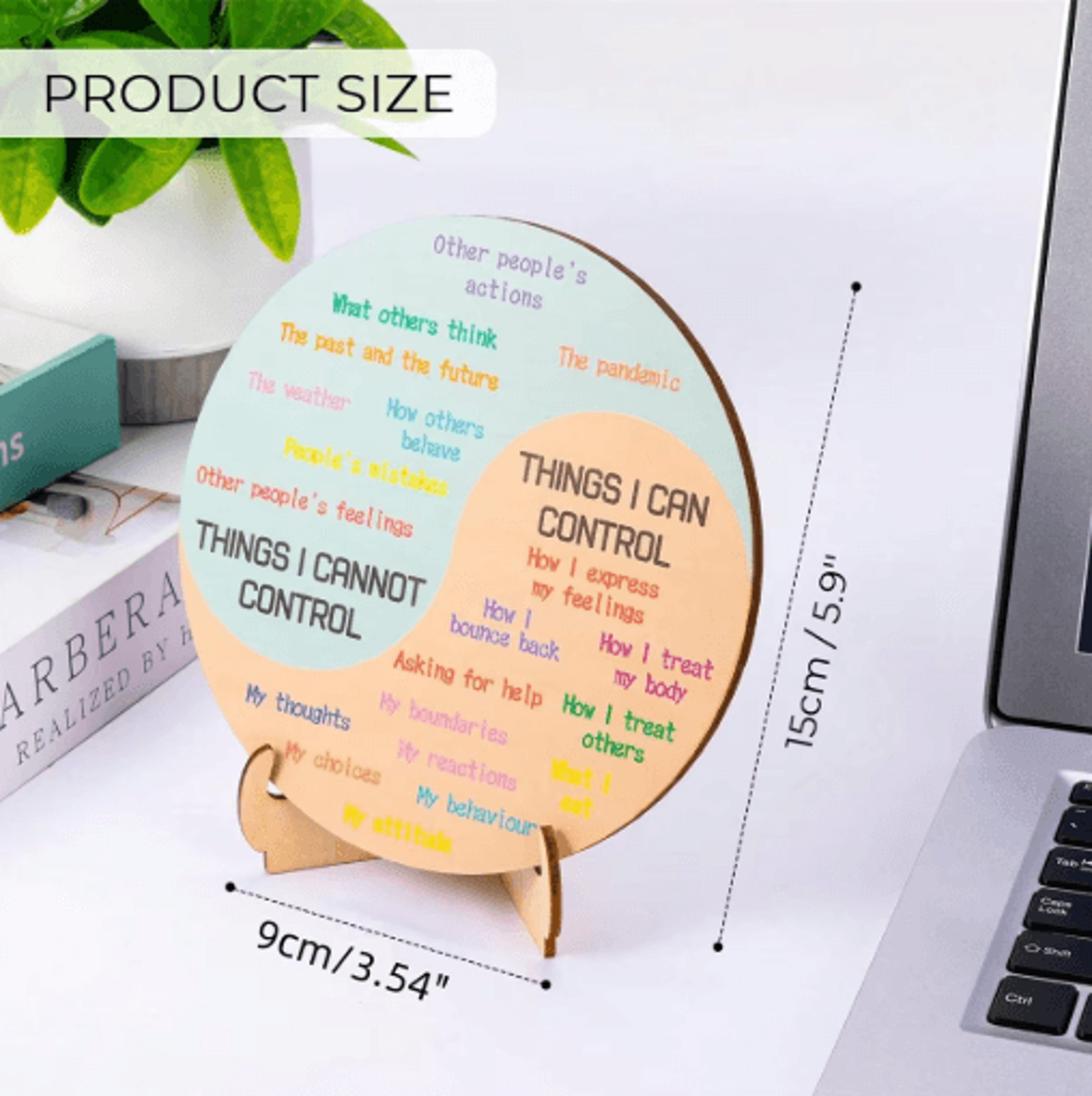 DoubleSided Feelings Wheel  Therapy Office Decor With Emotions Chart  Wooden Stand For Counselors A 2
