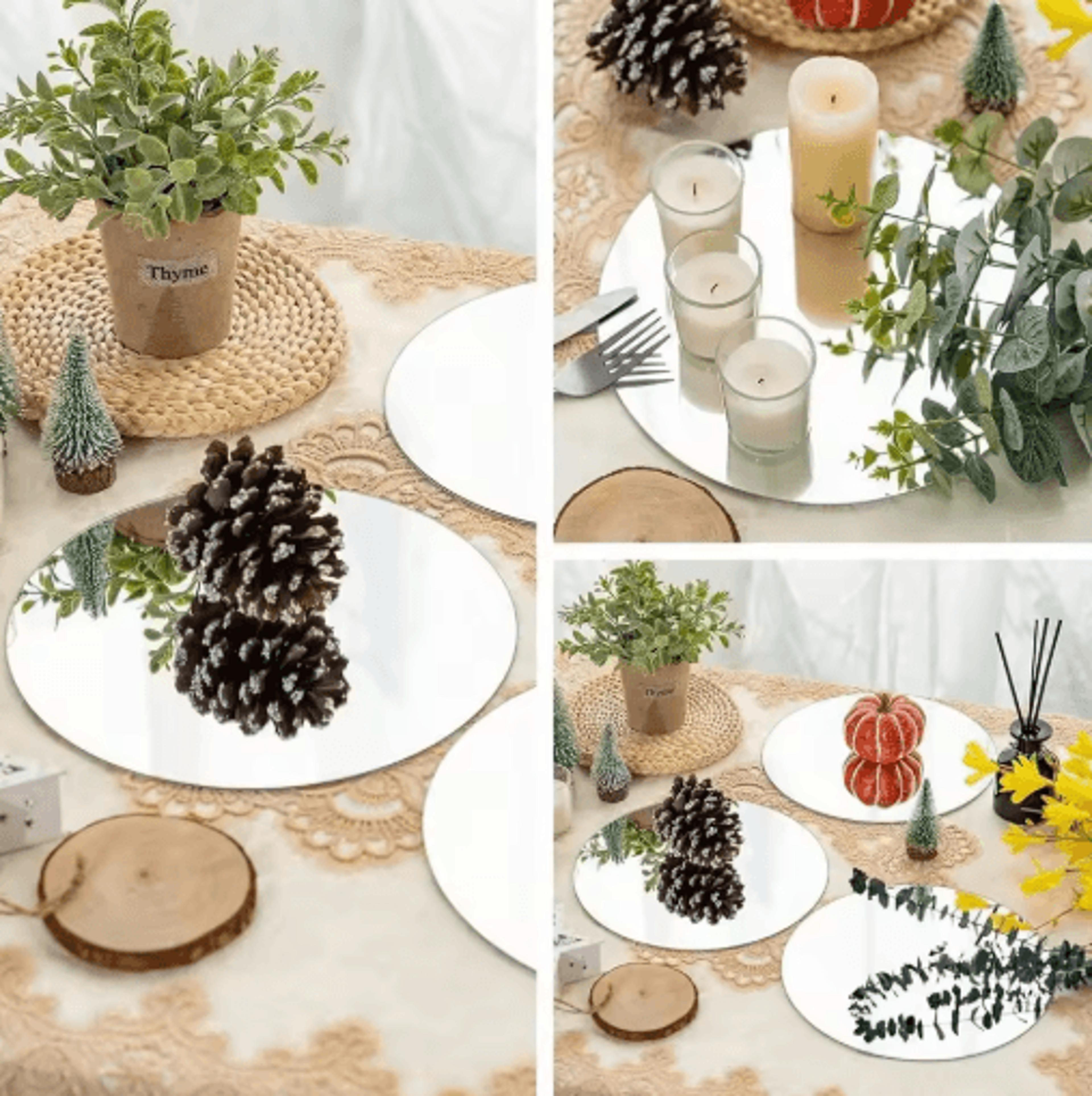 10PCS Acrylic Round Mirrors  Elegant Mirror Centerpieces For Weddings Candle Displays  Home Decor 2