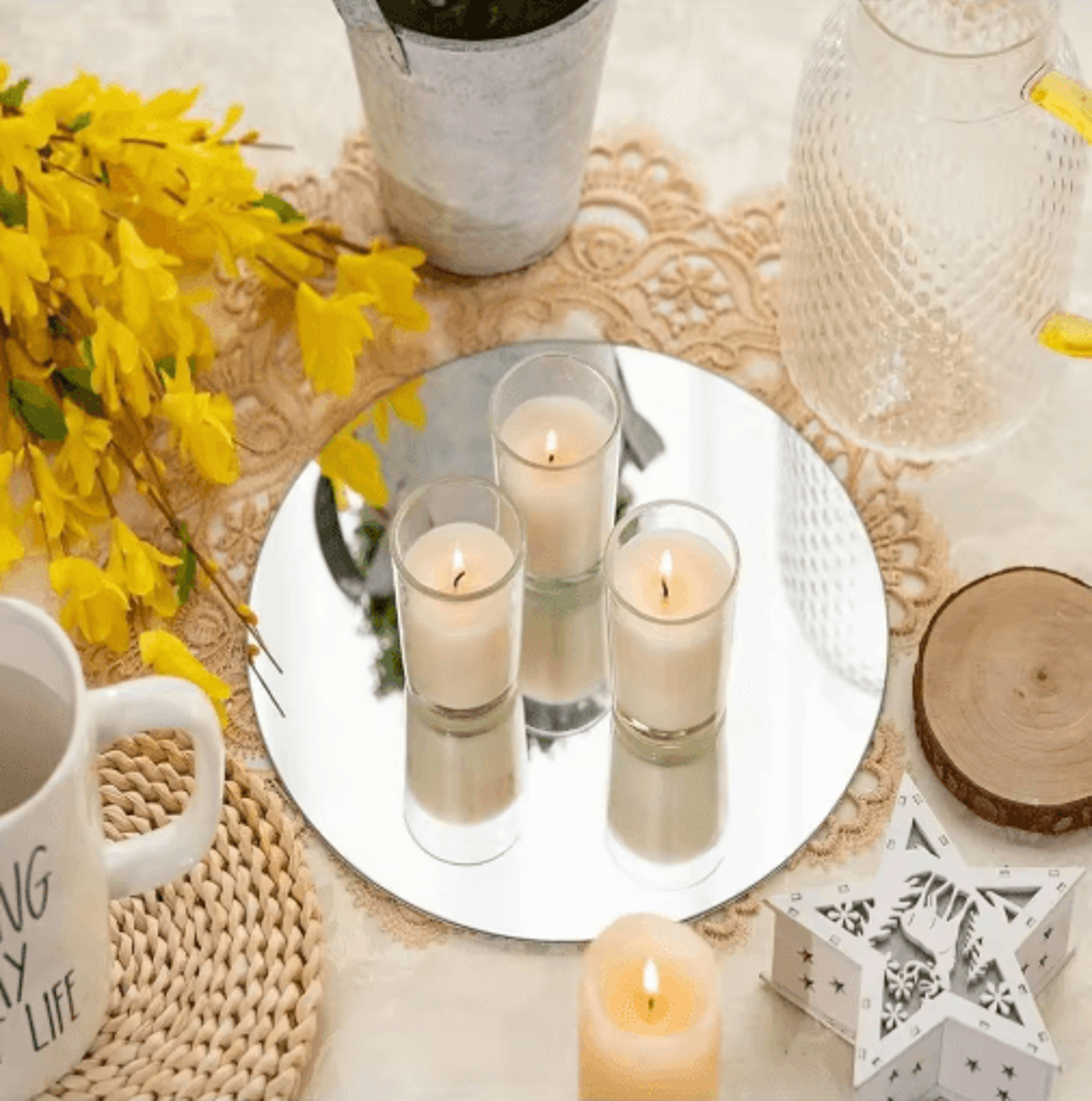 10PCS Acrylic Round Mirrors  Elegant Mirror Centerpieces For Weddings Candle Displays  Home Decor 4