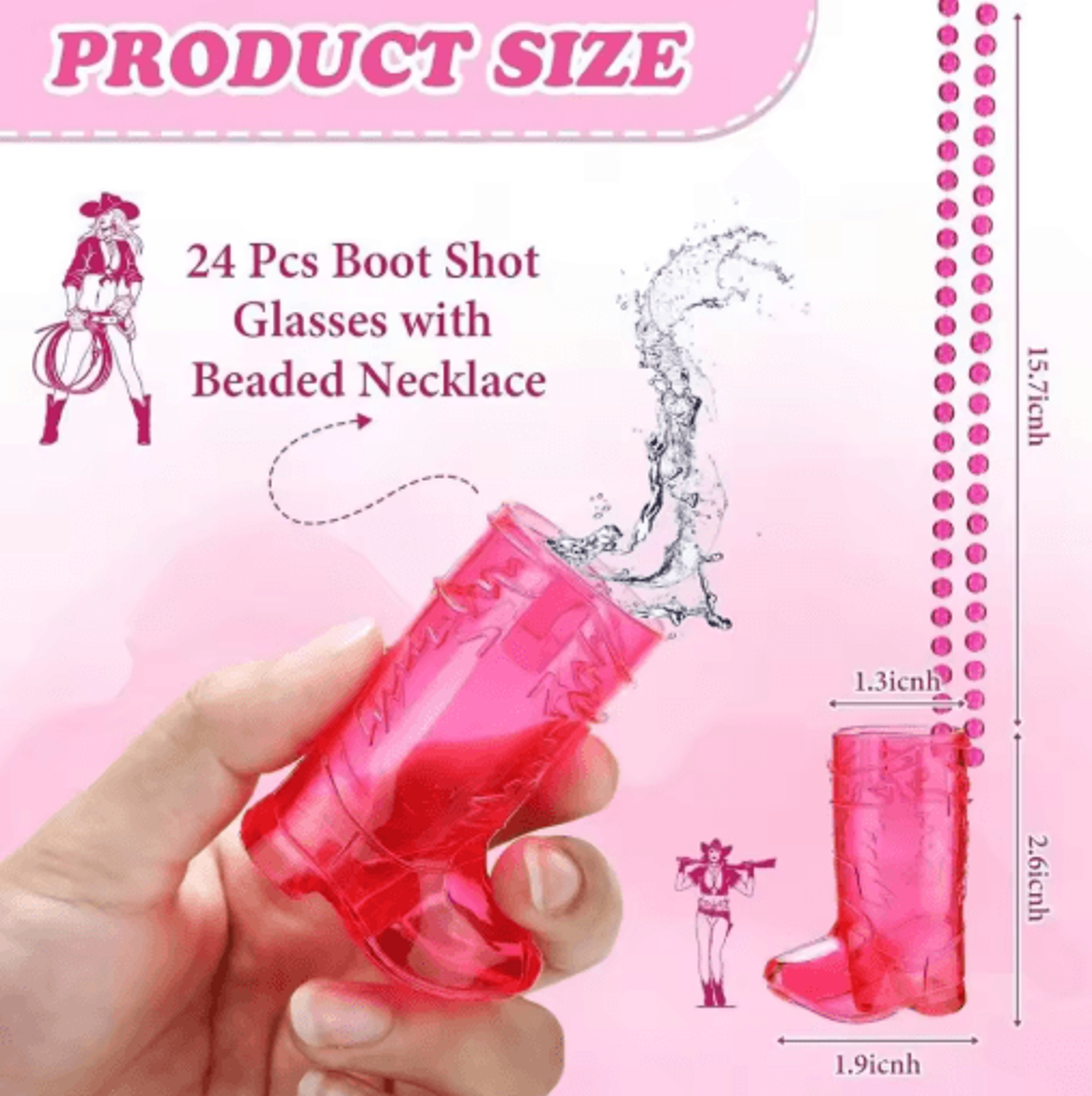Cowboy Boot Shot Glasses With Beaded Necklace  Reusable Shot Glass Necklace For Bachelorette  Weste 5
