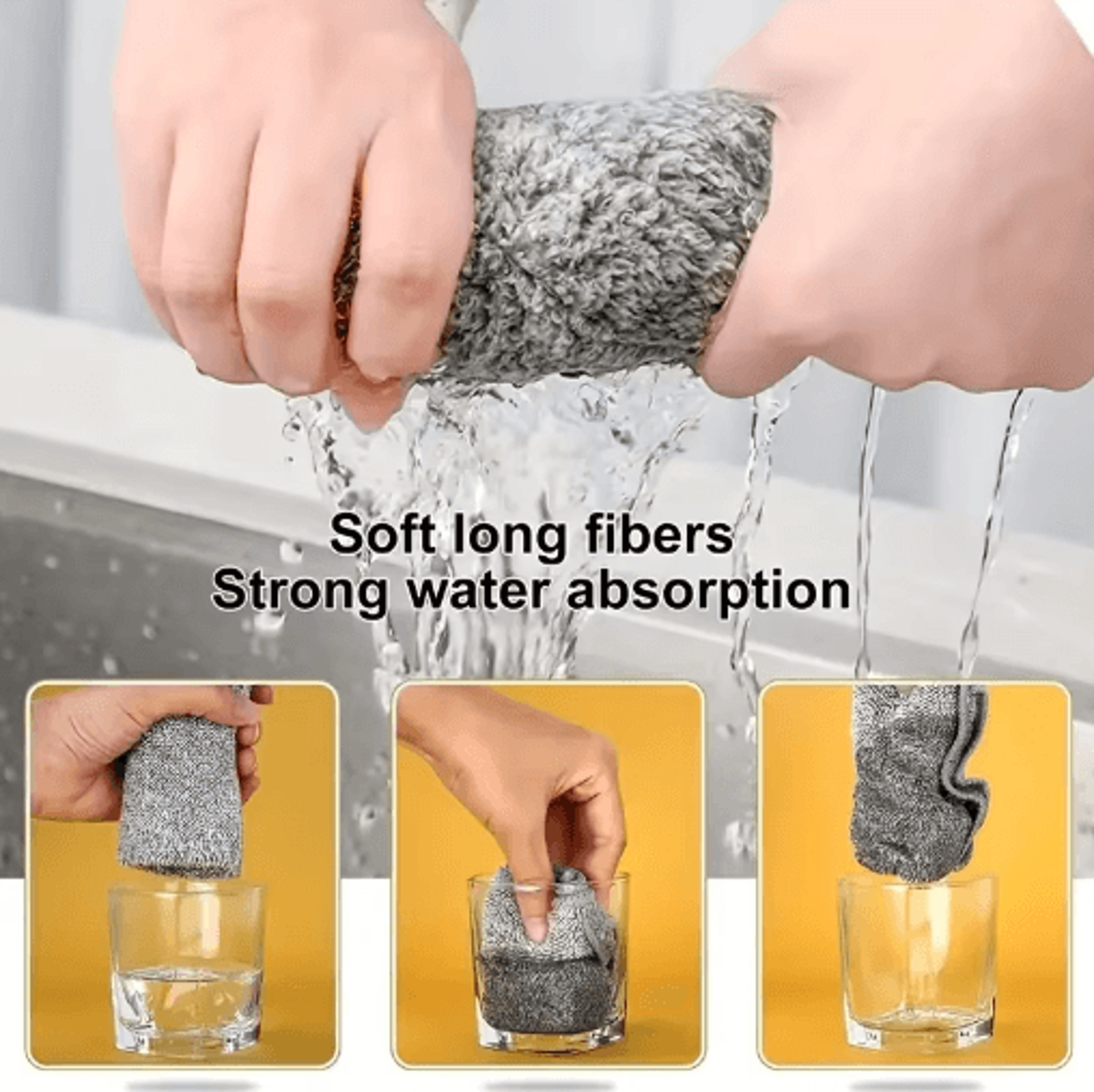Bamboo Charcoal Microfiber Cleaning Cloths  Super Absorbent Kitchen Dishcloths 1100PCS 3
