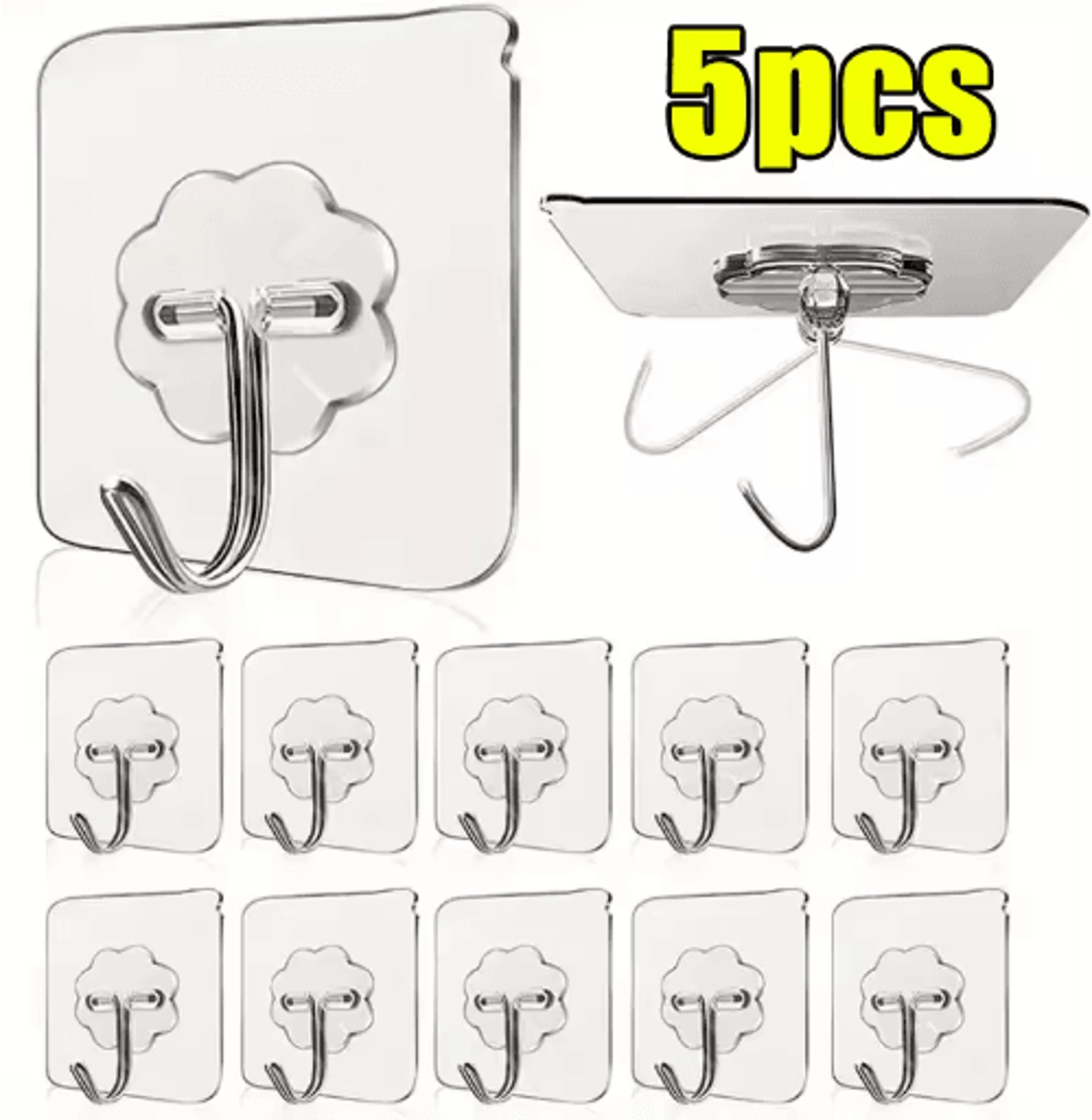 Transparent SelfAdhesive Wall Hooks  Stainless Steel MultiPurpose Hangers For Kitchen Bathroom  Hom 3