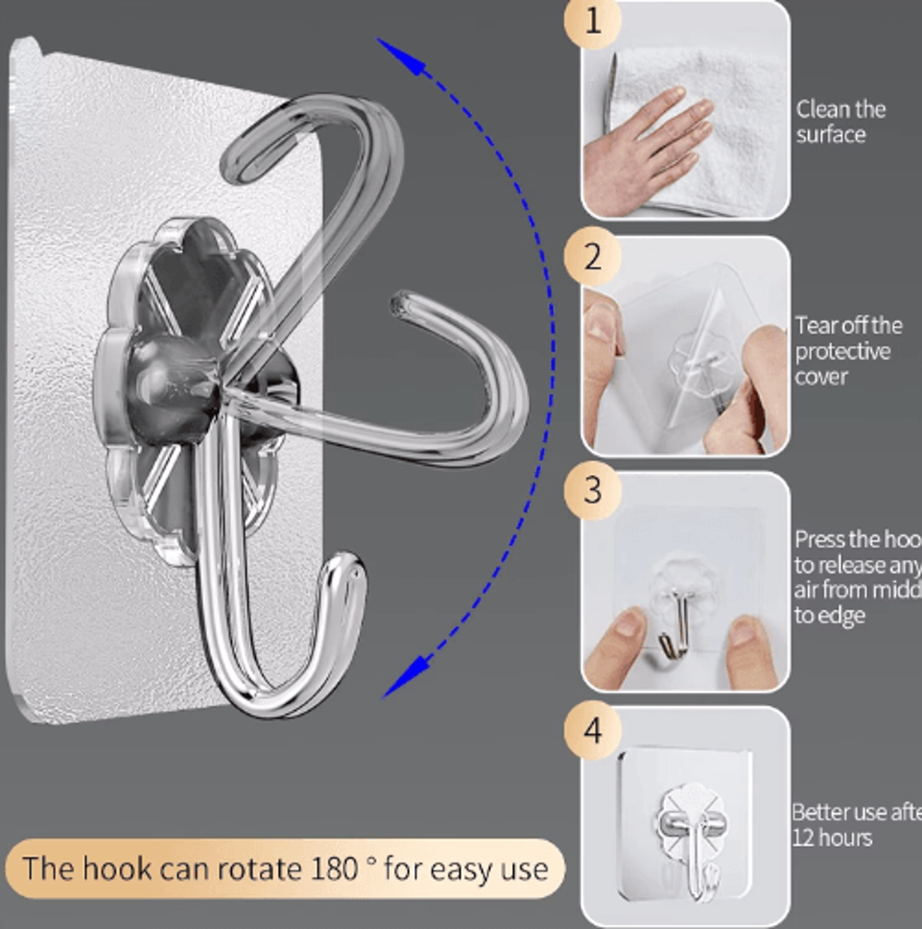 Transparent SelfAdhesive Wall Hooks  Stainless Steel MultiPurpose Hangers For Kitchen Bathroom  Hom 7