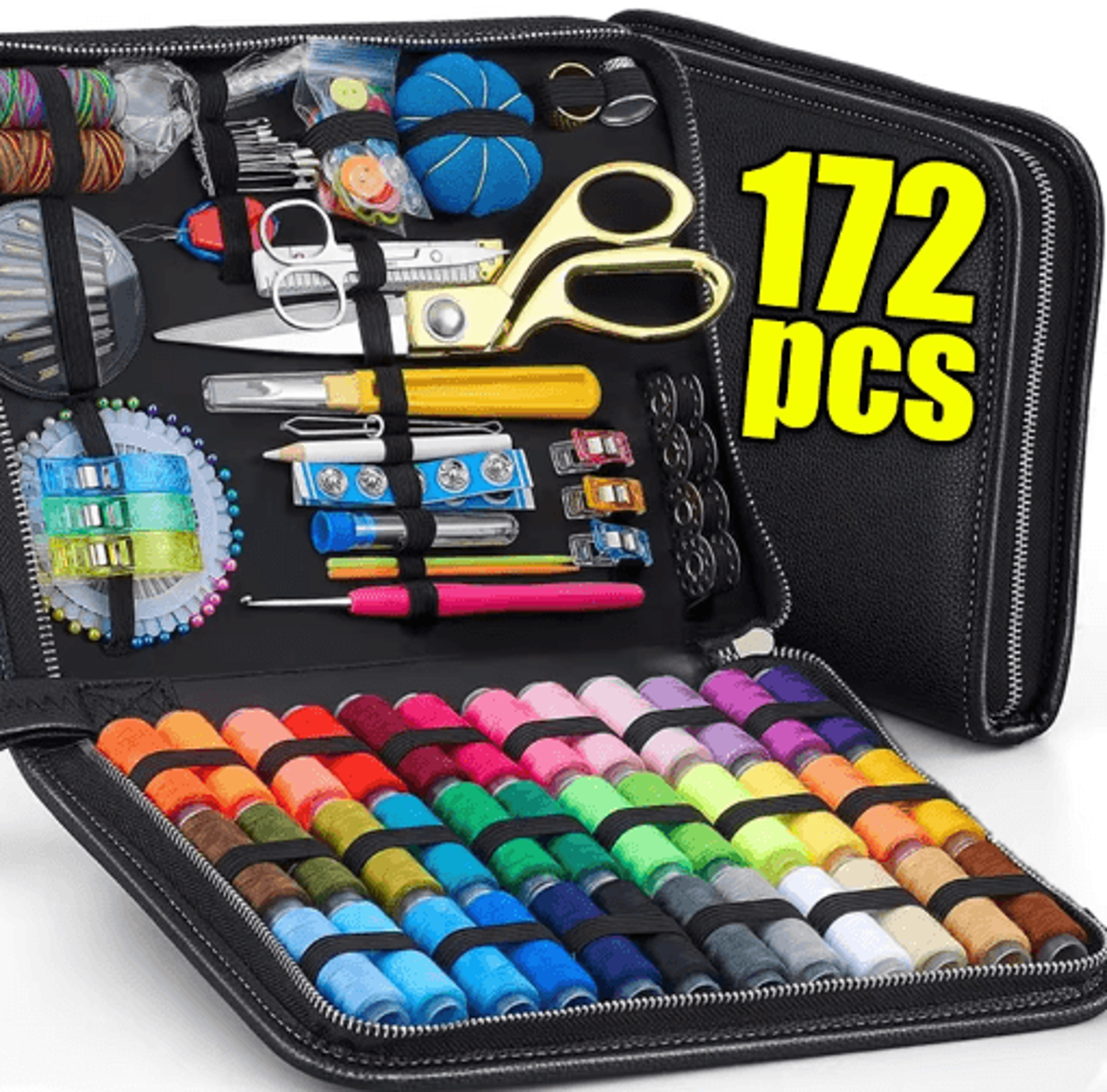 Portable Sewing Kit With Threads Needles  Accessories  Complete Travel Sewing Kit In Storage Case 0