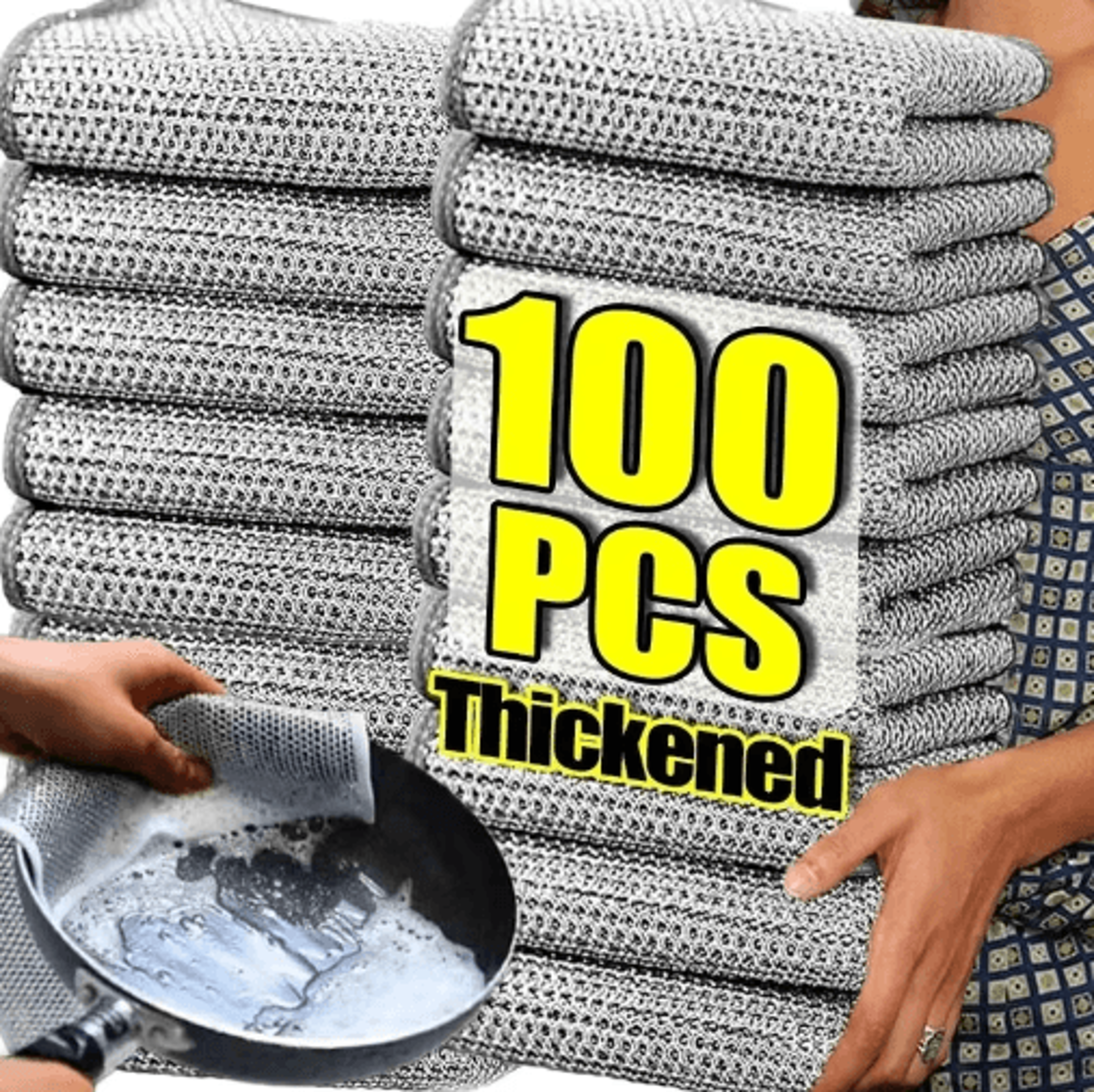 DoubleSided Steel Wire Dishcloth  Reusable Kitchen Scrubber Cloth For Pots Pans  Dishes 0