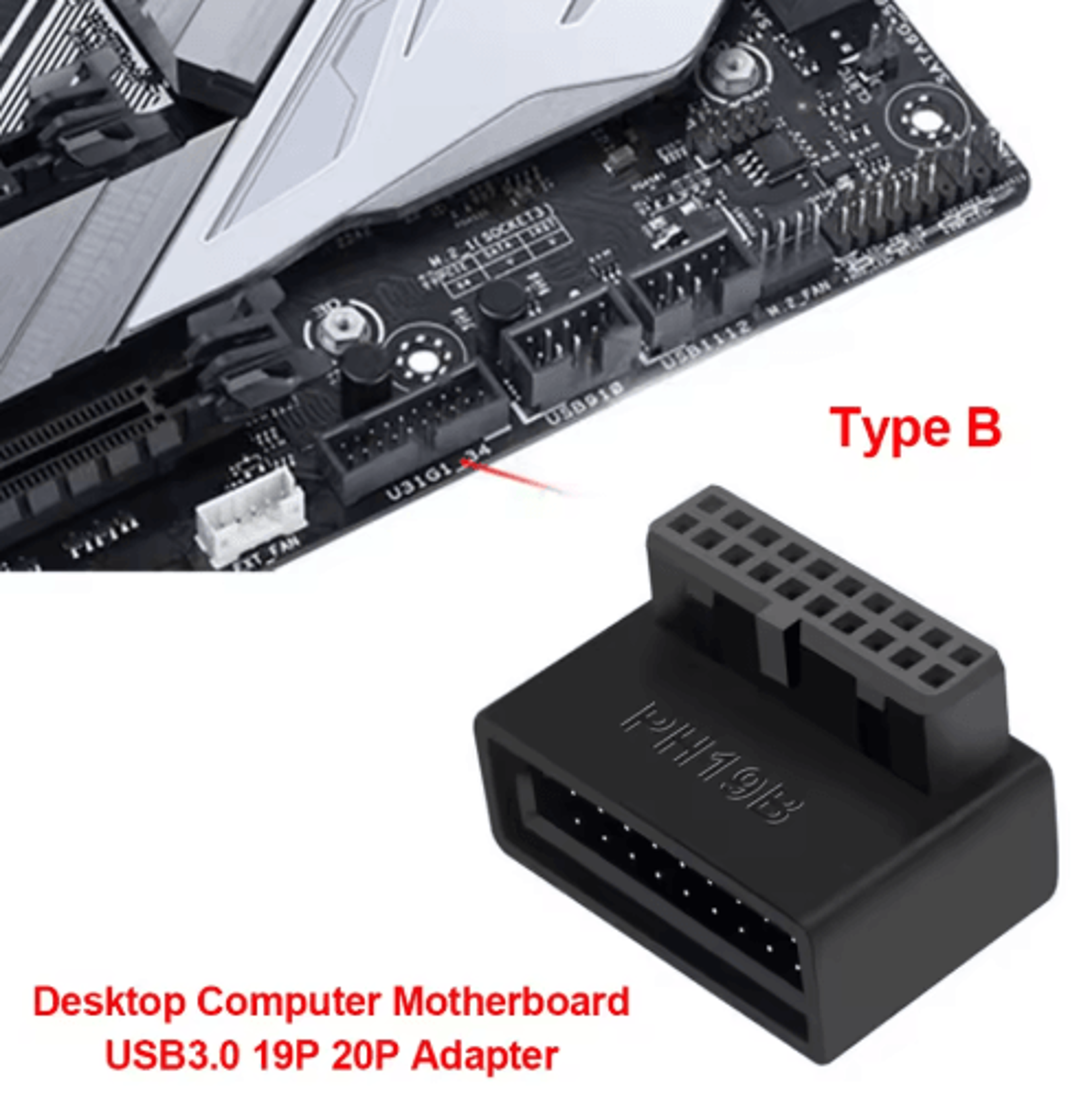 USB 30 1920Pin 90 Angled Adapter  Male To Female Motherboard Header Extension Converter 5
