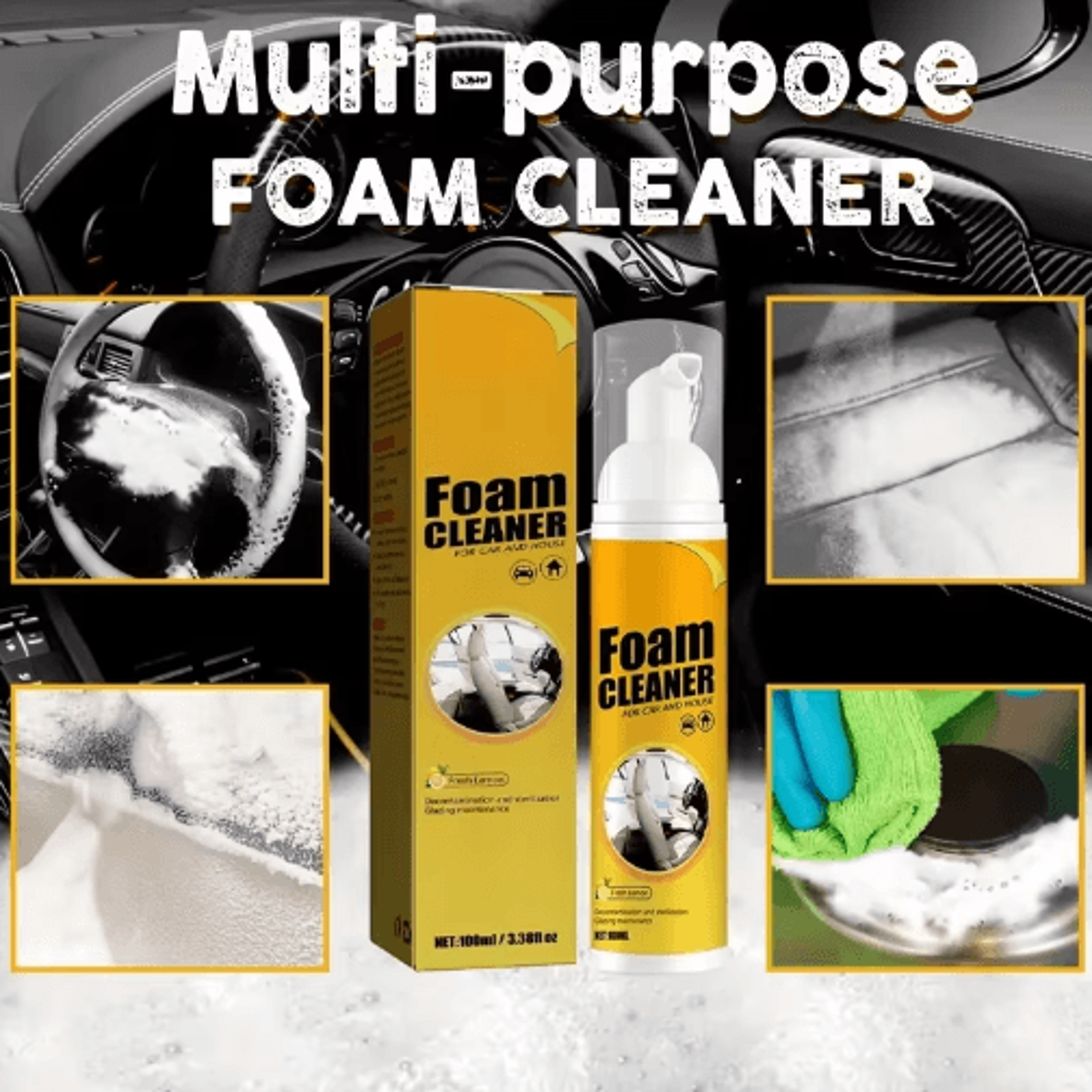 MultiPurpose Car Interior Cleaning Foam  Leather Upholstery  Headliner Cleaner 5