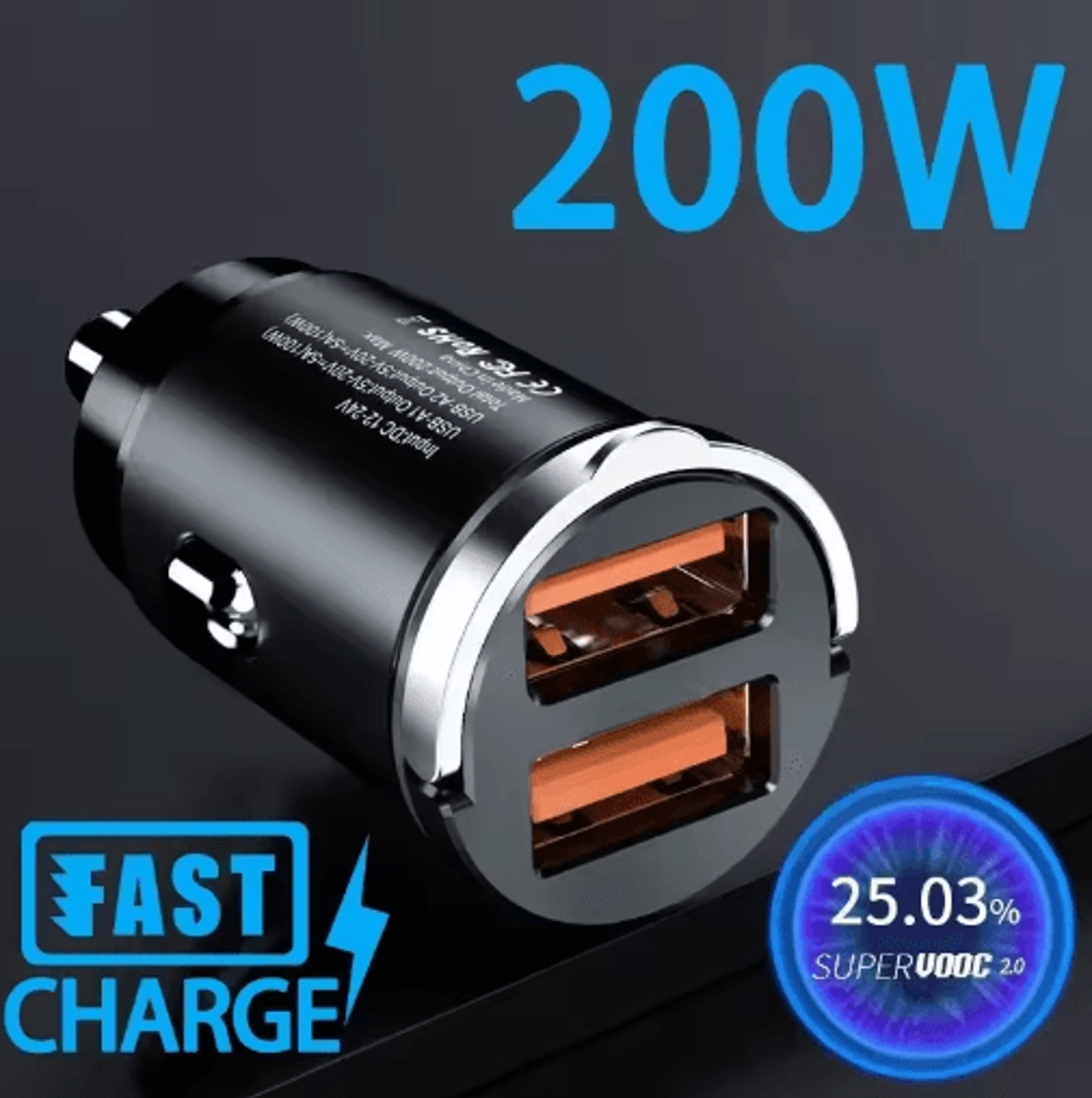 200W Mini USB Car Charger  Super Fast Cigarette Lighter Charging Adapter 7