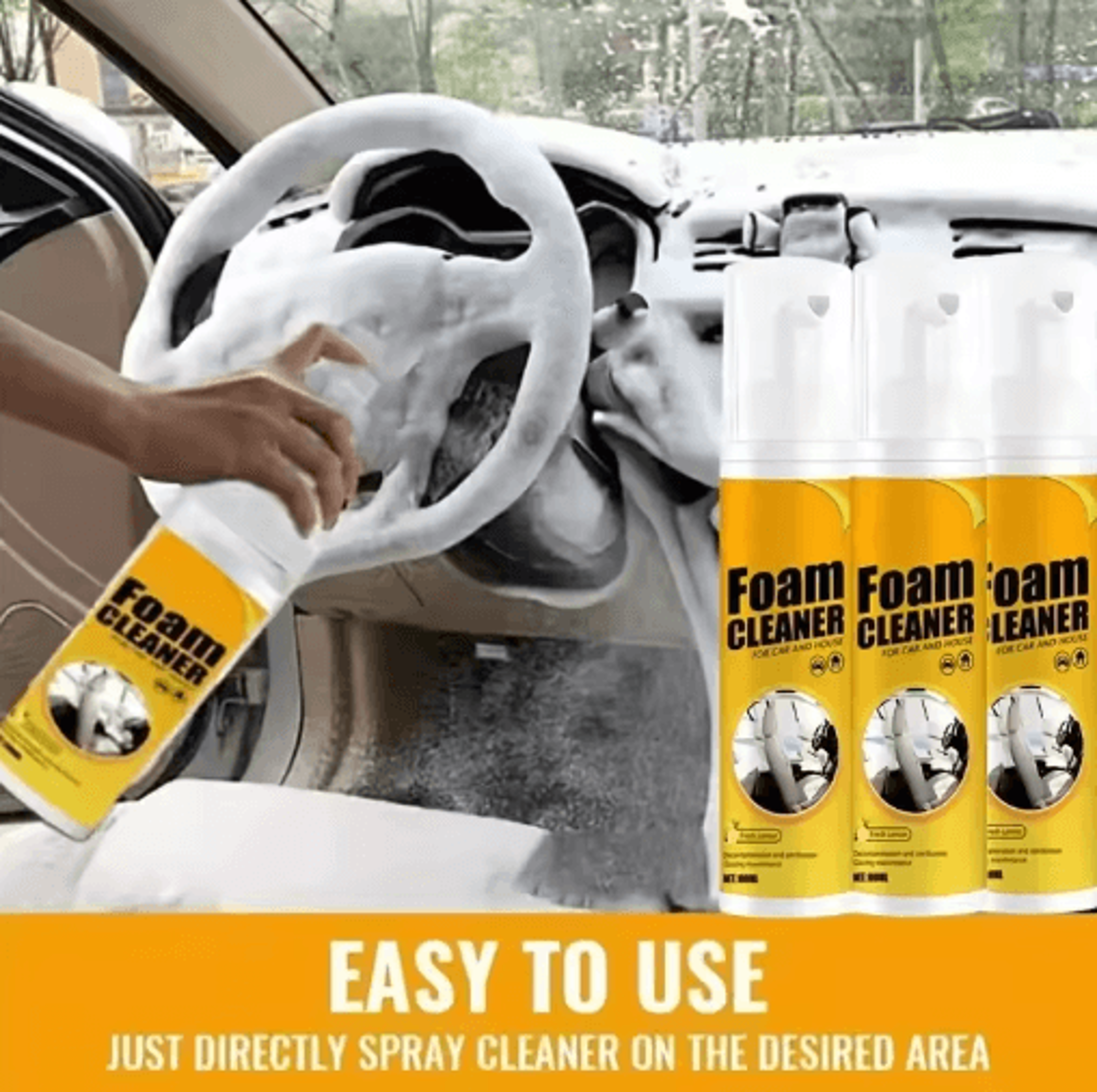 MultiSurface Foam Cleaner For Car Interior Leather Seats  Steering Wheel 7