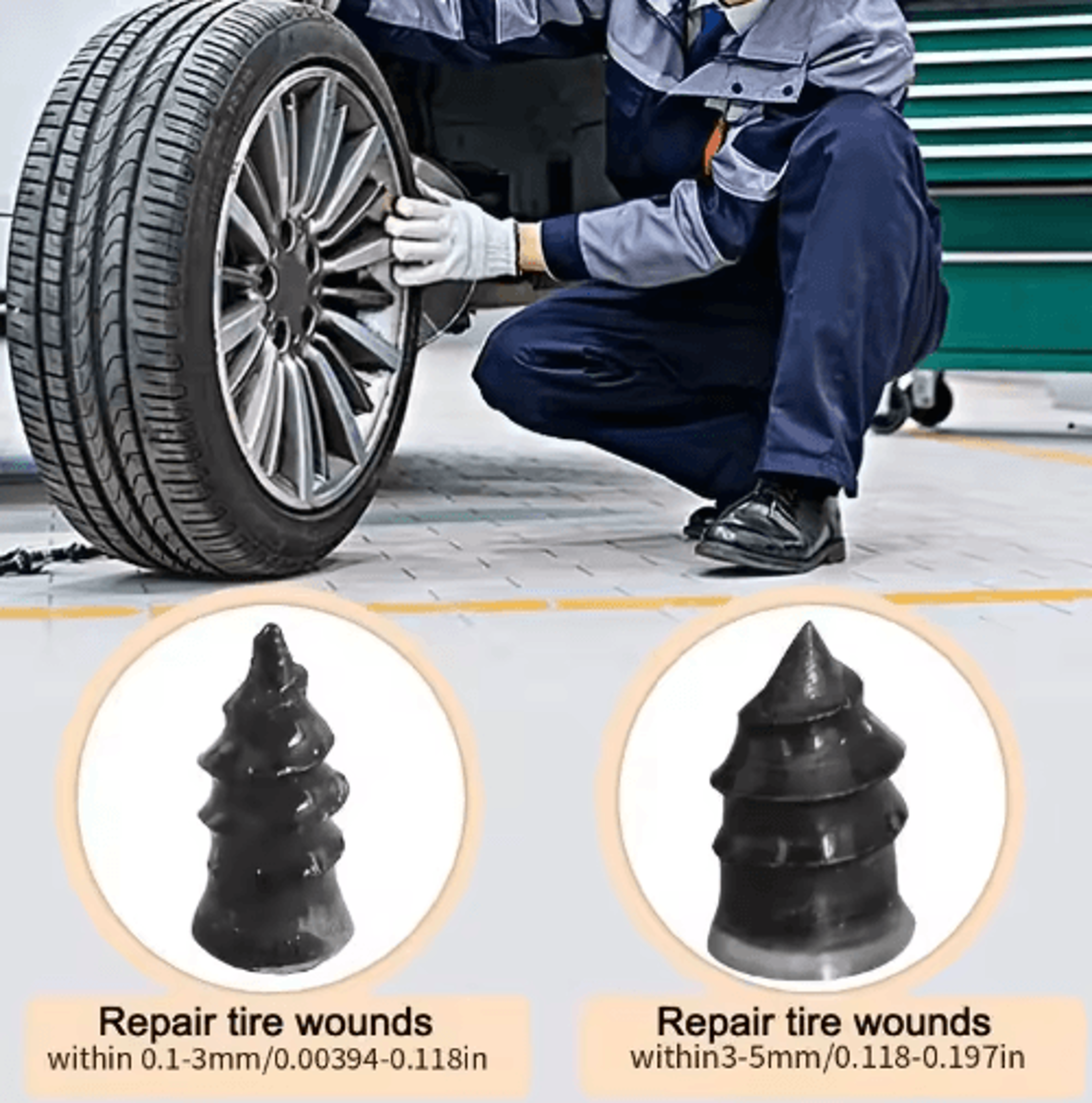Universal Tire Repair Nail Kit  Quick Rubber Plug Repair Tool For Cars  Motorcycles 9