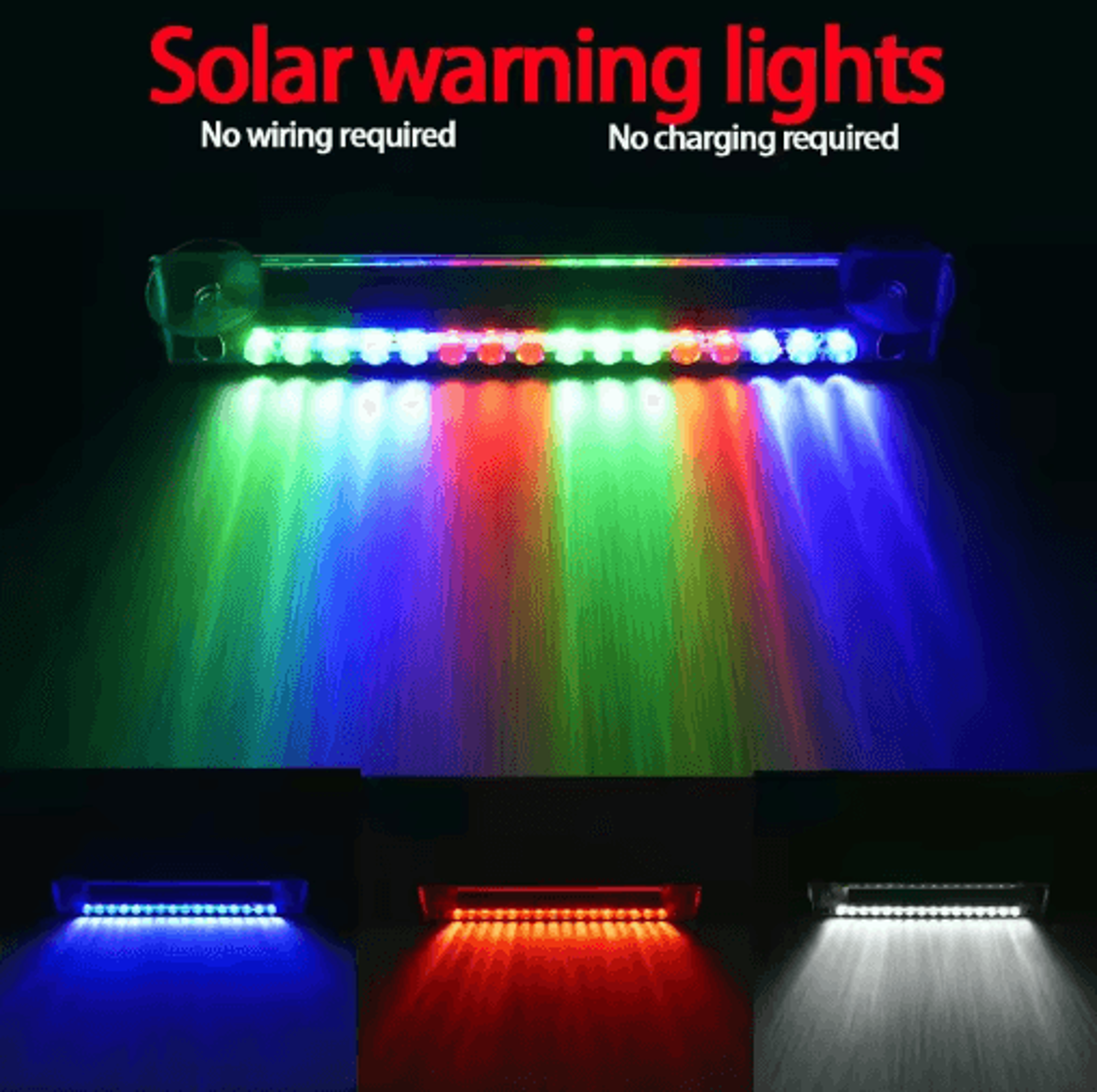Universal Solar 16LED Car Warning Strobe Light  AntiCollision Security Flash Lamp 0