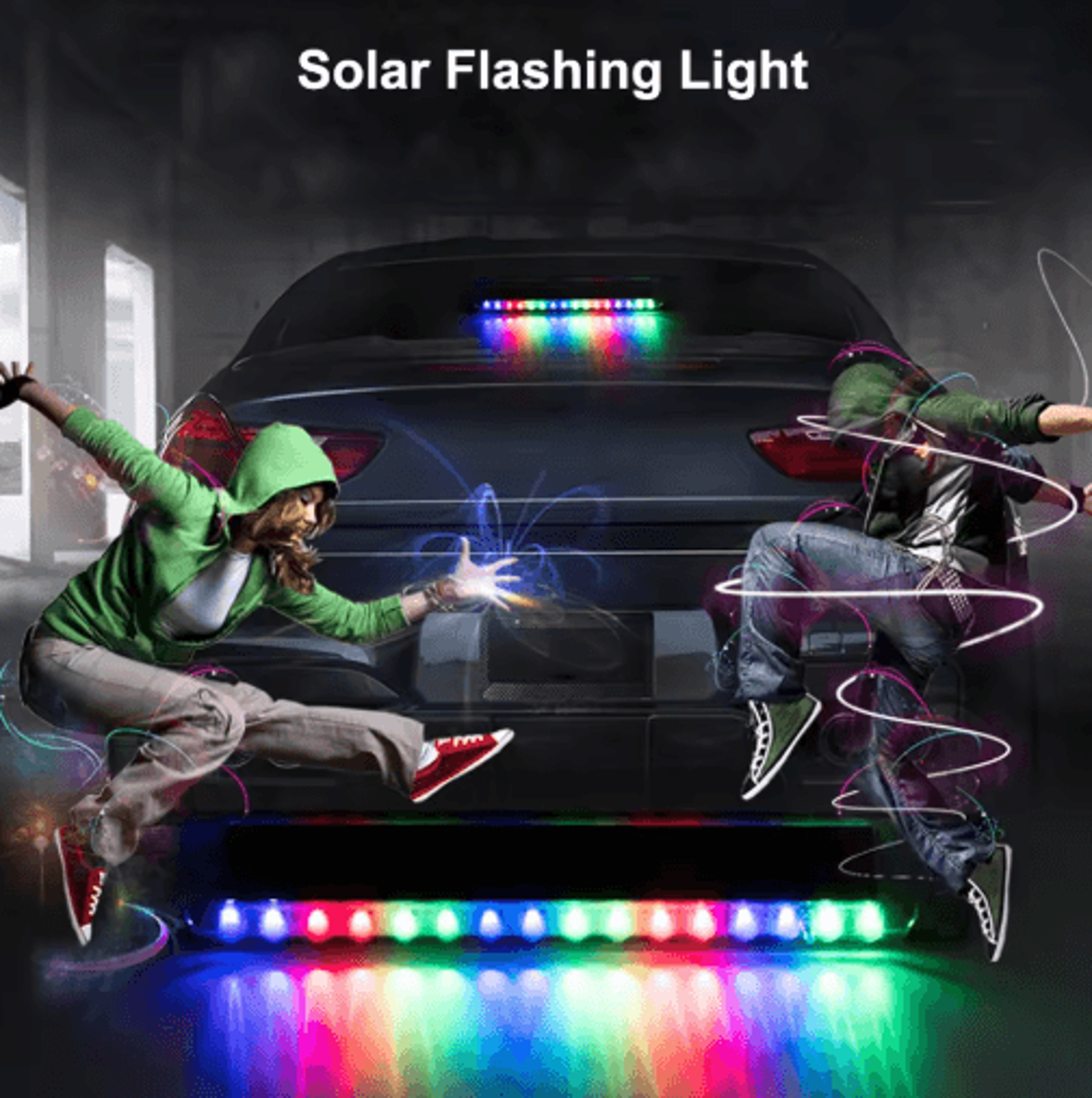 Universal Solar 16LED Car Warning Strobe Light  AntiCollision Security Flash Lamp 5