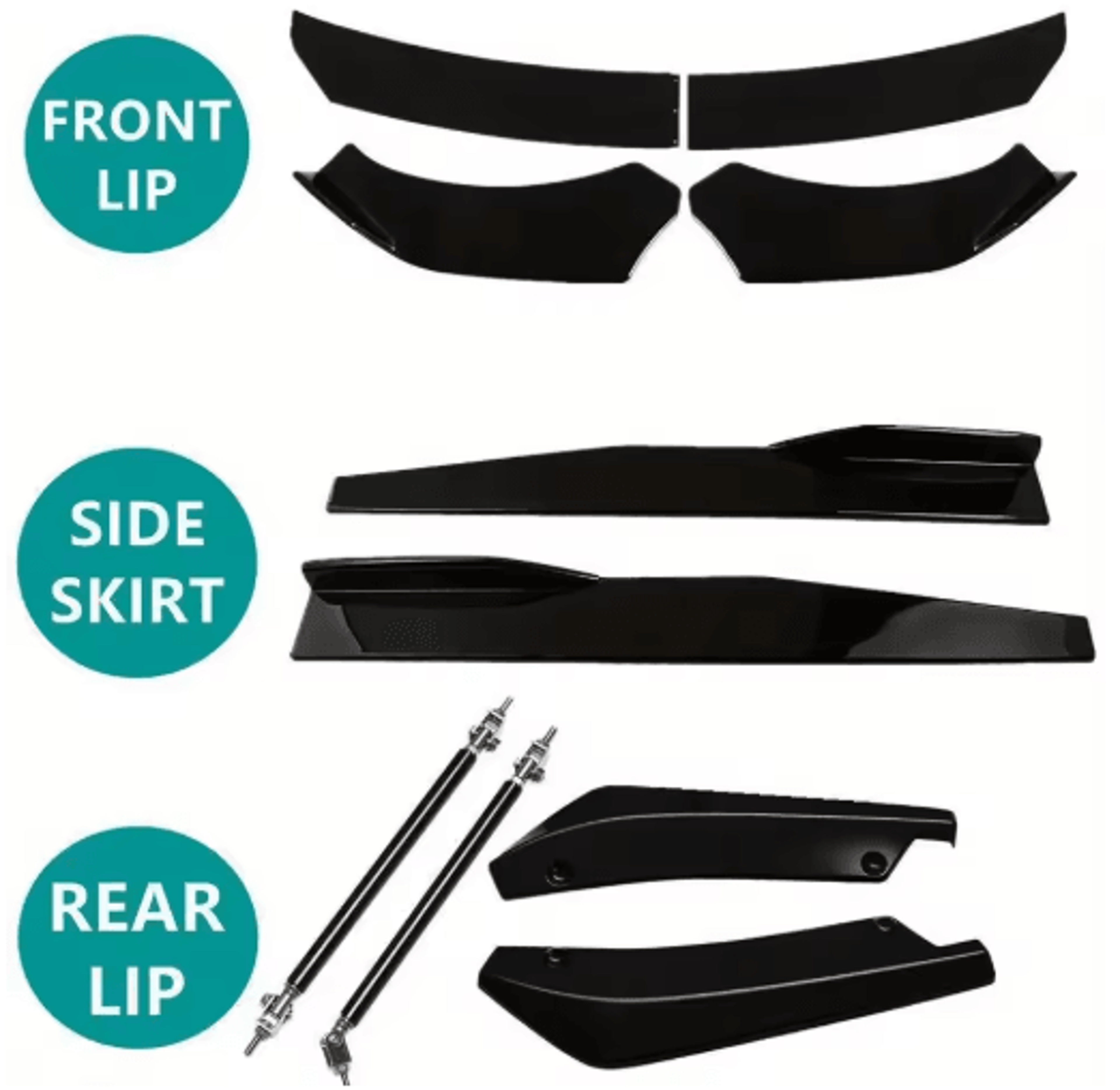 Universal Front Bumper Lip Spoiler Kit  Car Splitter  Front Diffuser Upgrade 10