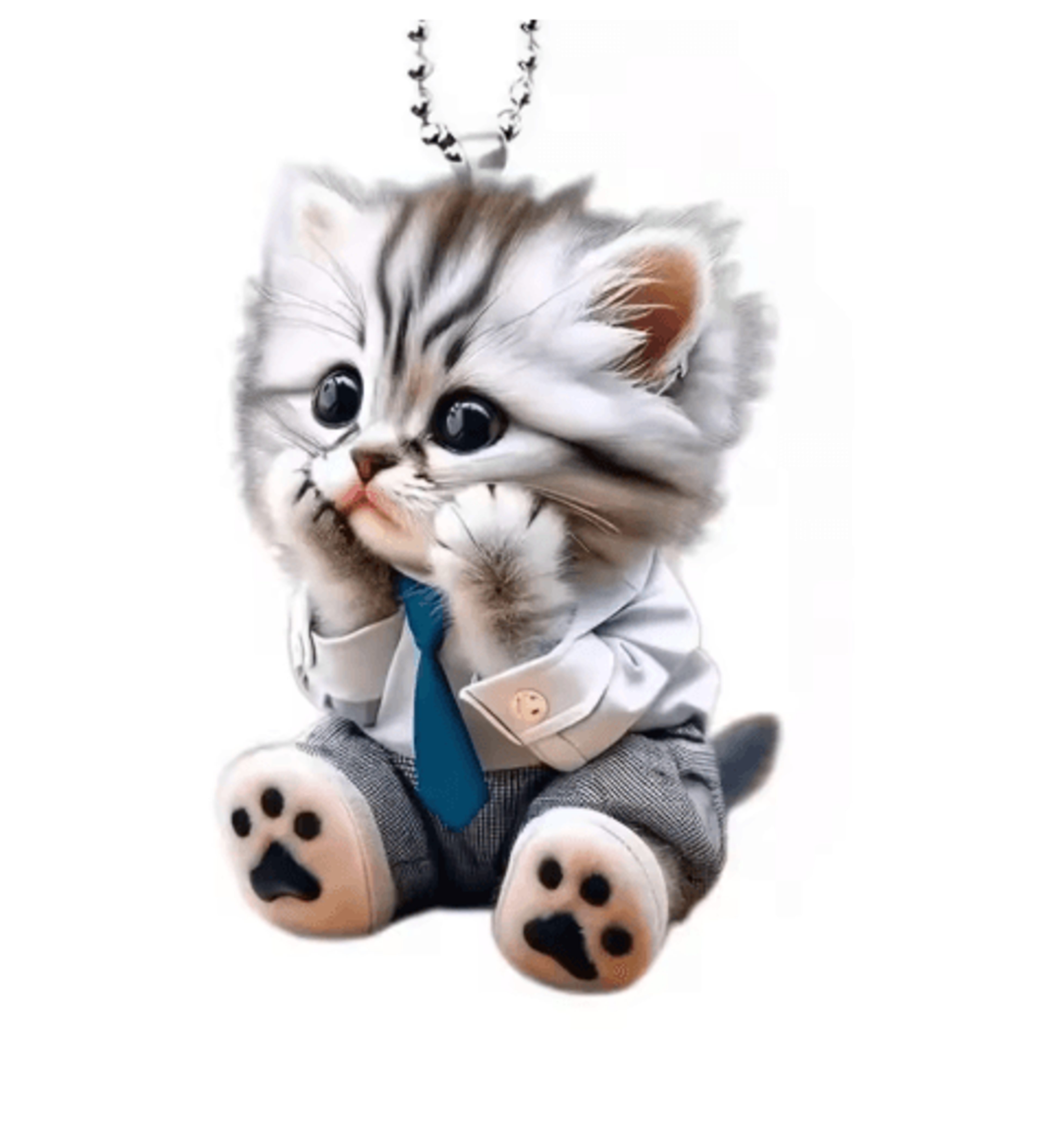 Realistic Cat Car Hanging Ornament  Rearview Mirror Pendant With Decorative Chain 8