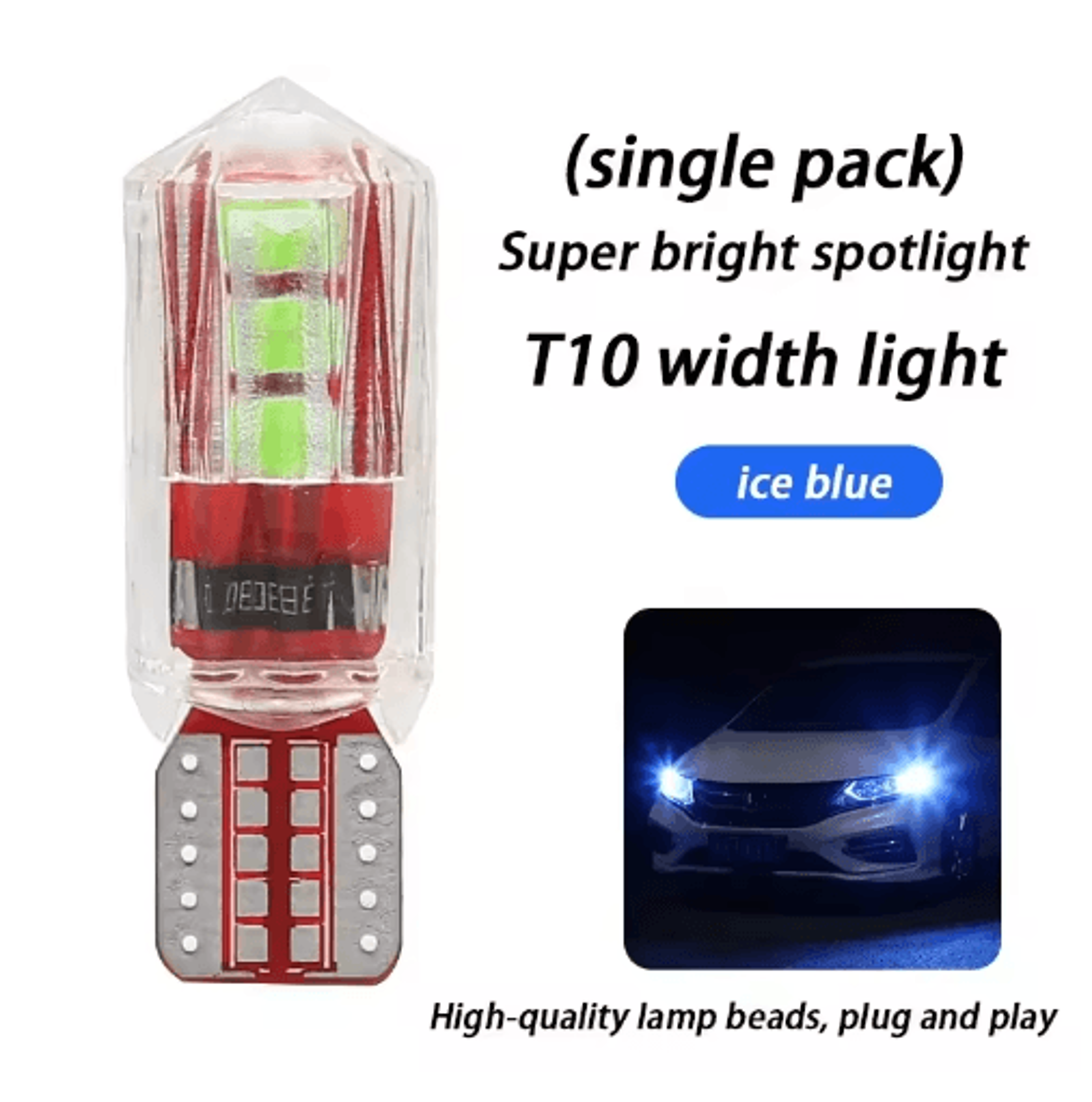 Ice Blue T10 LED Bulb  Super Bright Car Clearance  Parking Light Upgrade 10