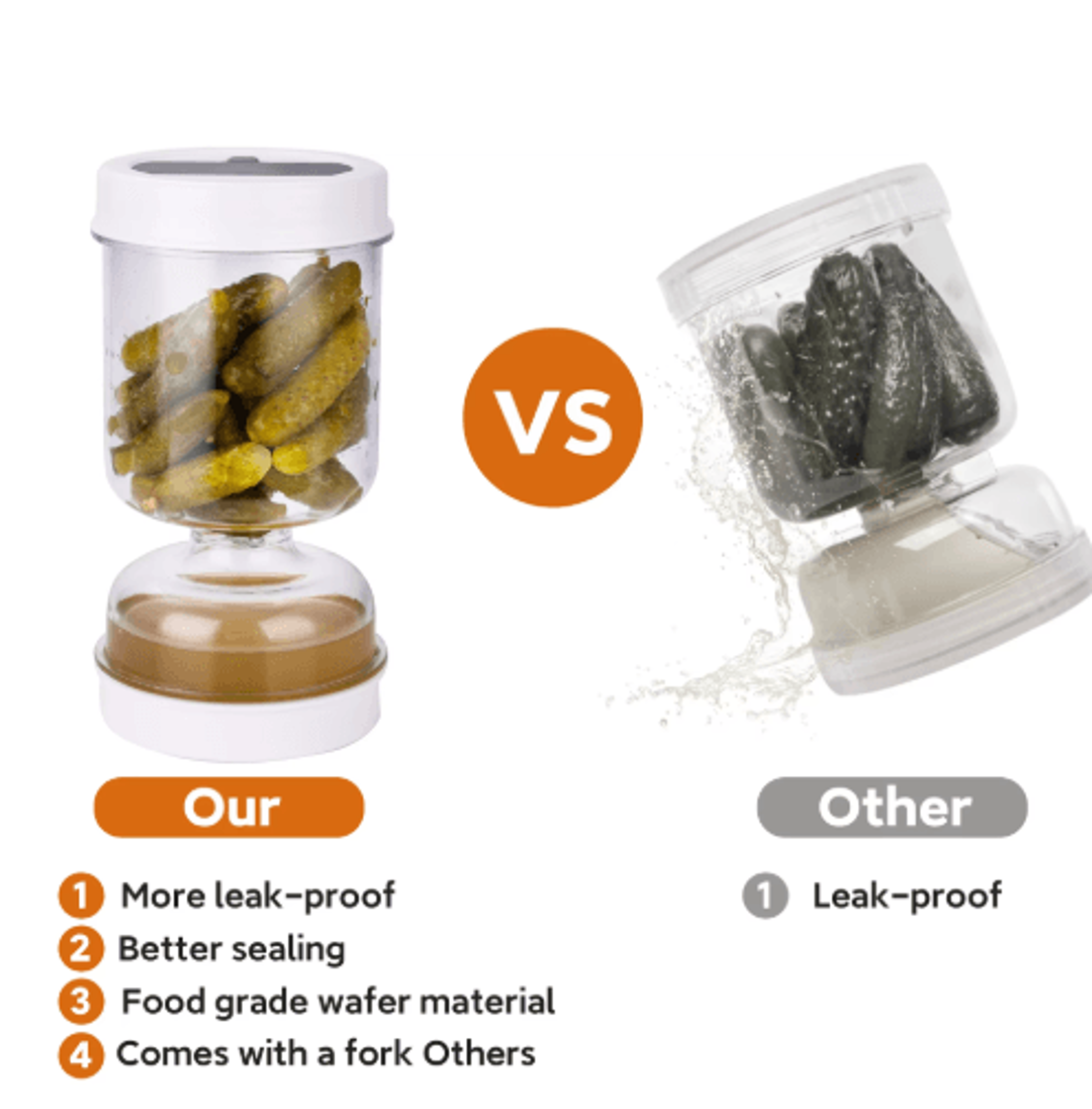 Olive  Pickle Strainer Jar  Flip Airtight Container With BuiltIn Strainer 3