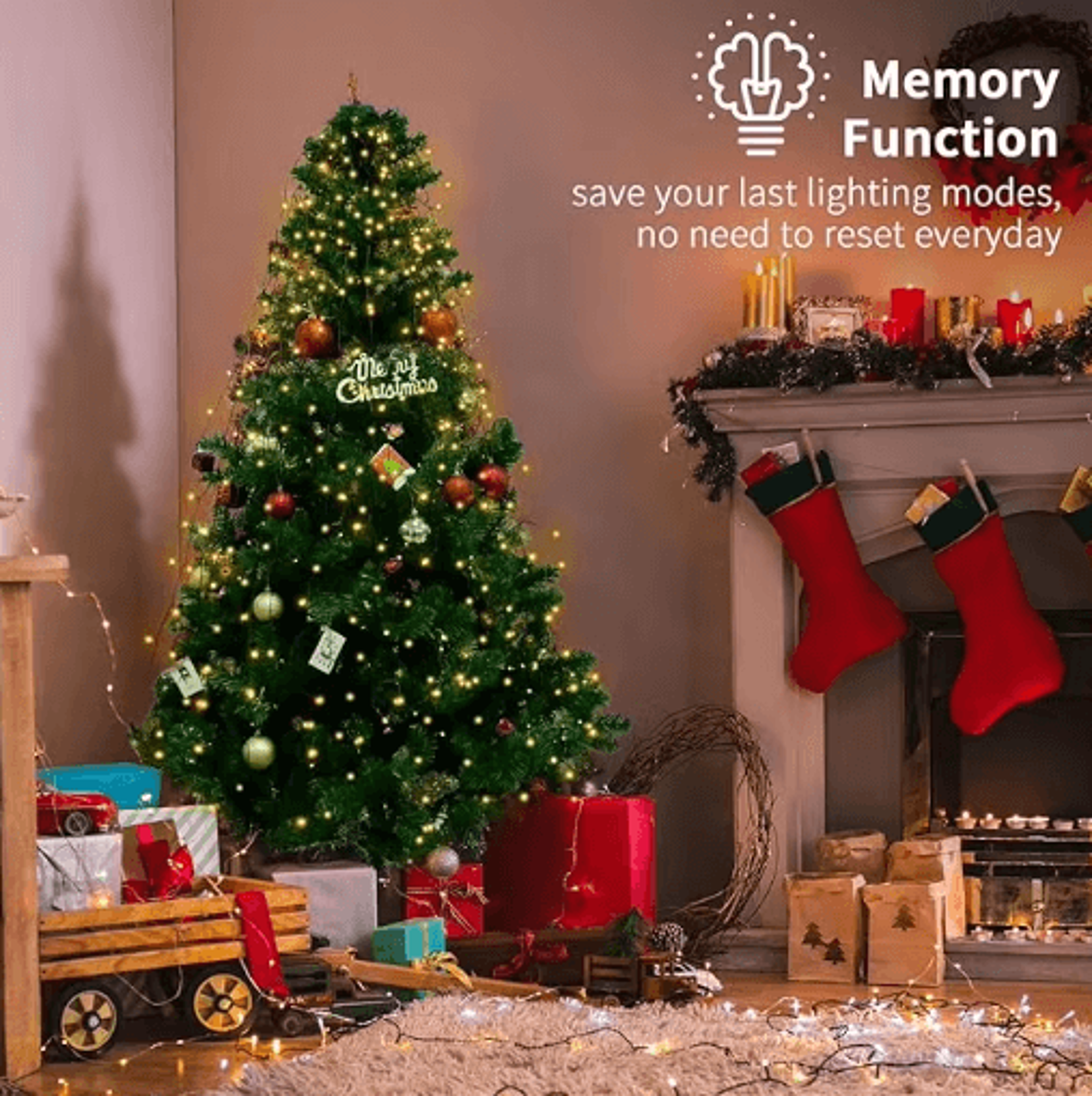 LED Ring Christmas Tree Topper Lights Waterproof Waterfall String Lights For Indoor  Outdoor Decor 6