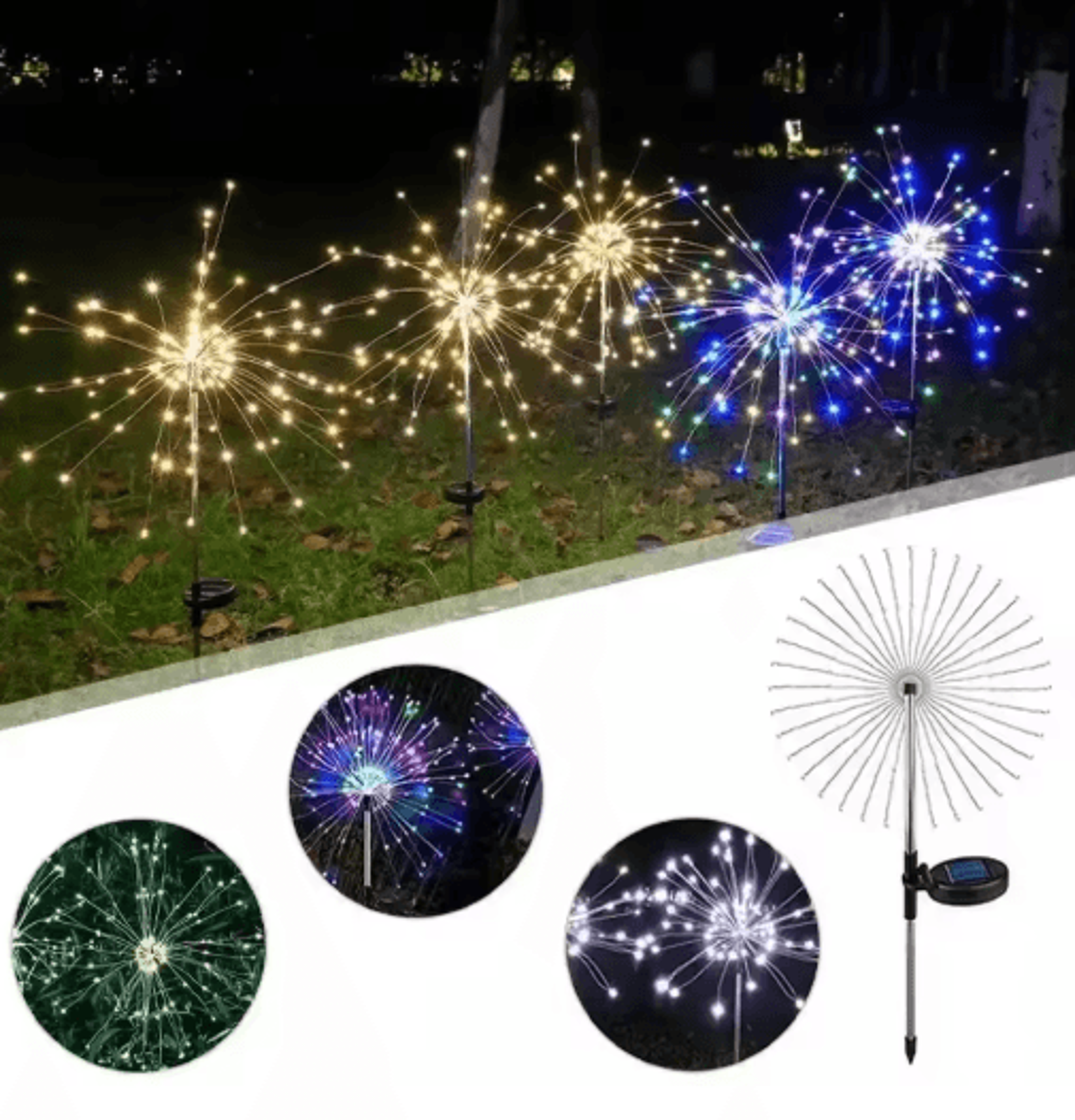 LED Solar Firework Lights Waterproof Dandelion Garden Lights For Outdoor Landscape Decor 3