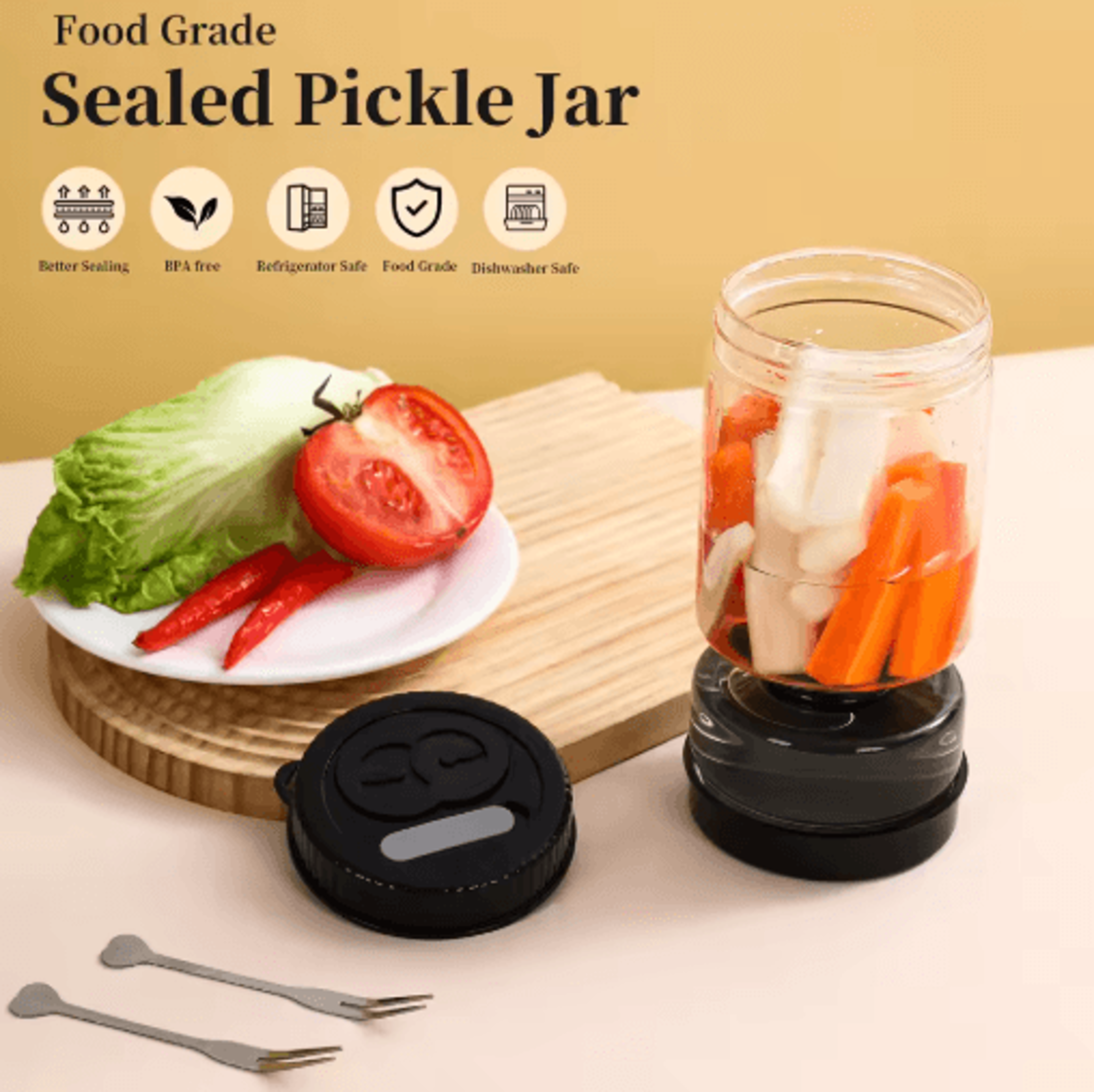 glass pickle jar with strainer & airtight hourglass olive storage container