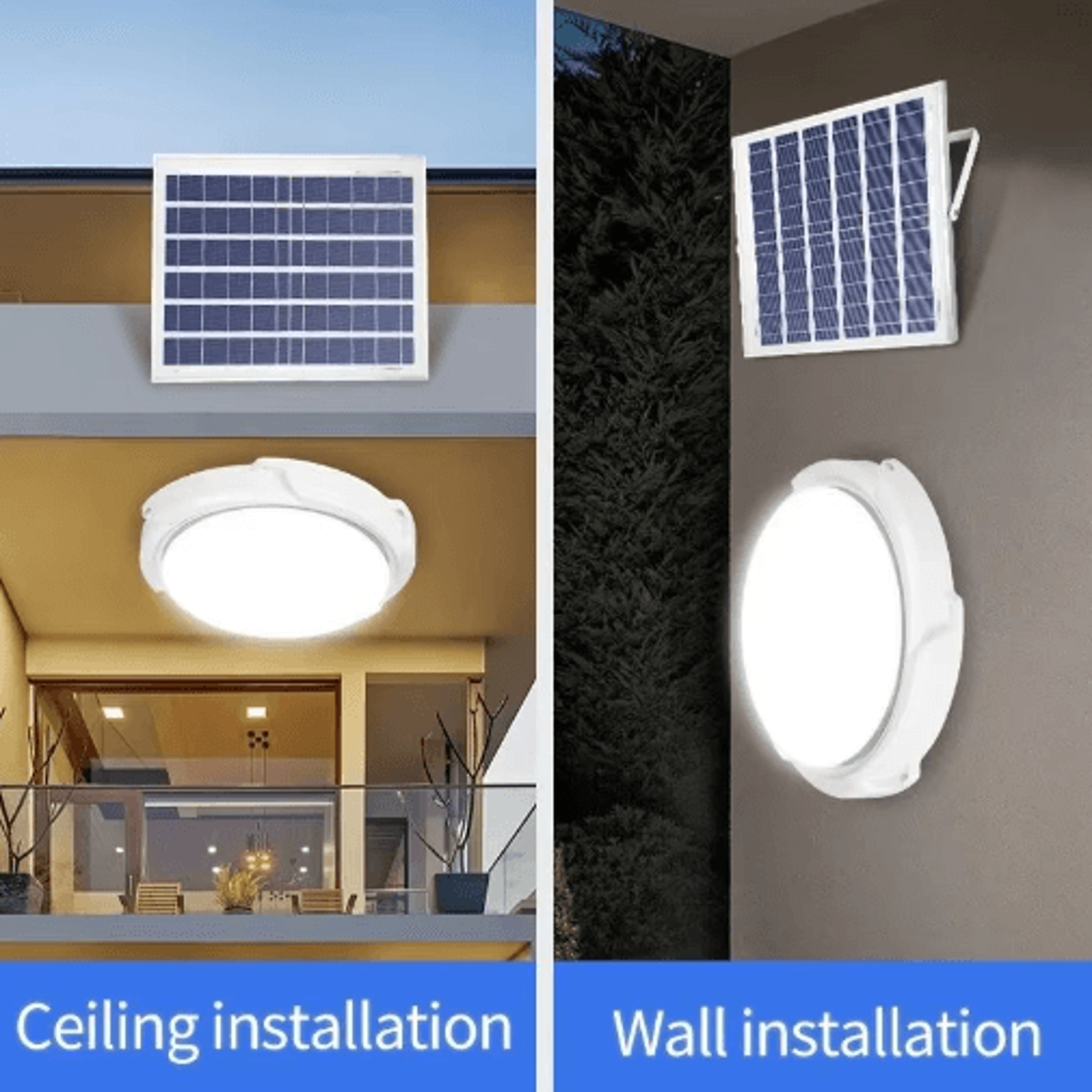 LED Solar Ceiling Light IP65 Waterproof With Remote Control For Indoor  Outdoor Use 0
