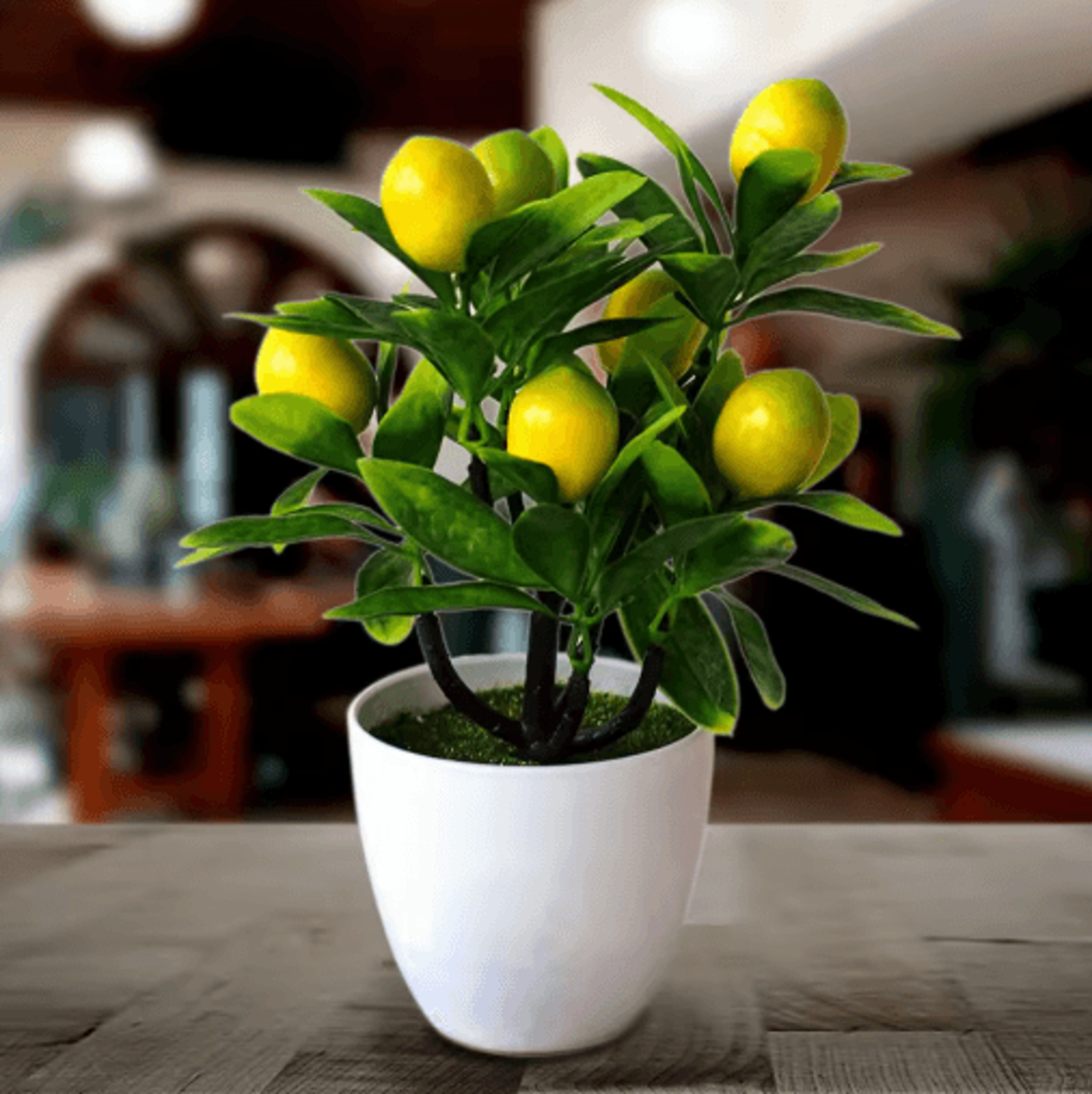Artificial Lemon Tree Potted Plant For Home Garden  Balcony Decor 18 By 24 Cm 0