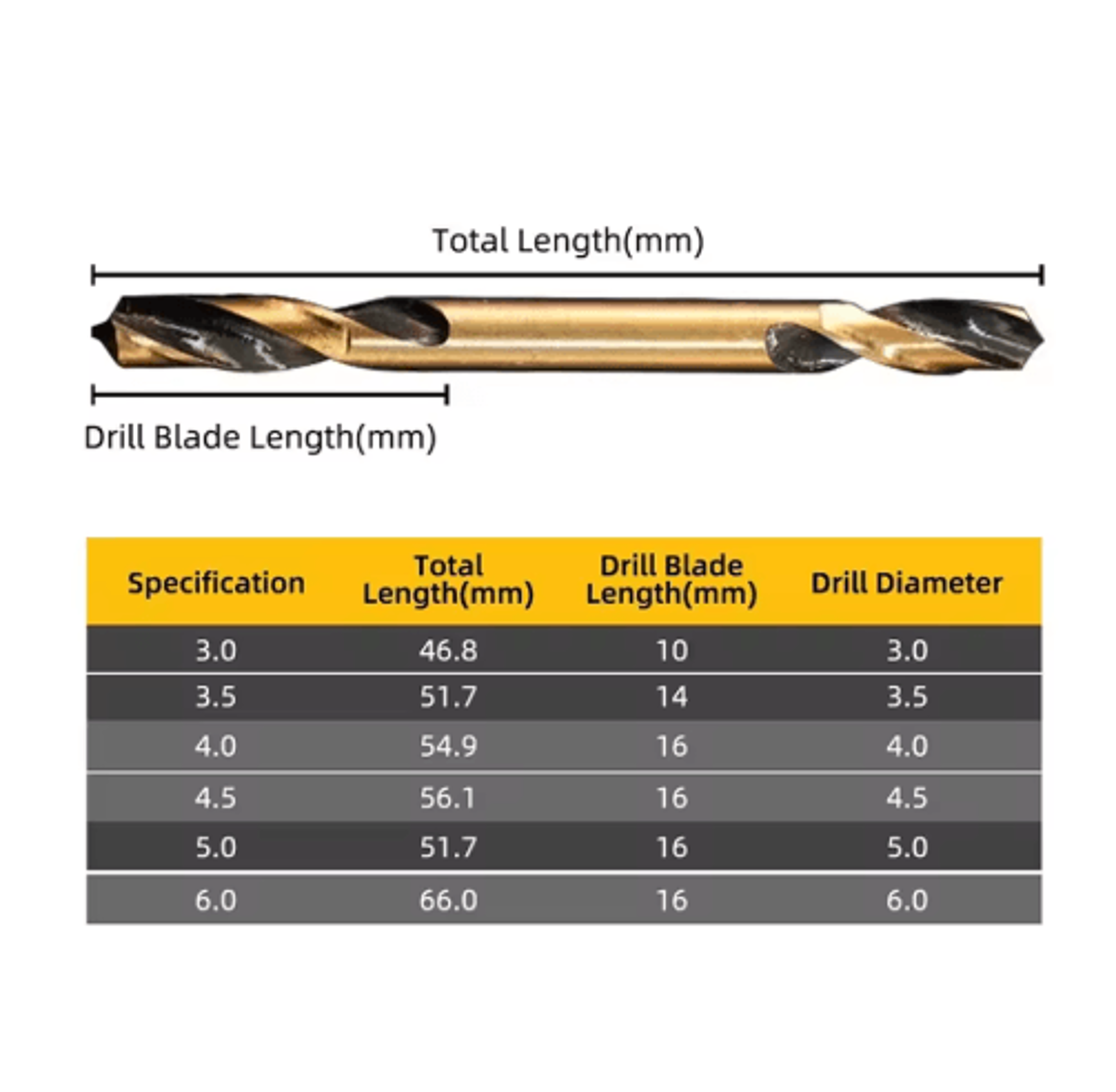 6Piece HSS DoubleEnded Drill Bit Set For Metal Stainless Steel  Wood 1