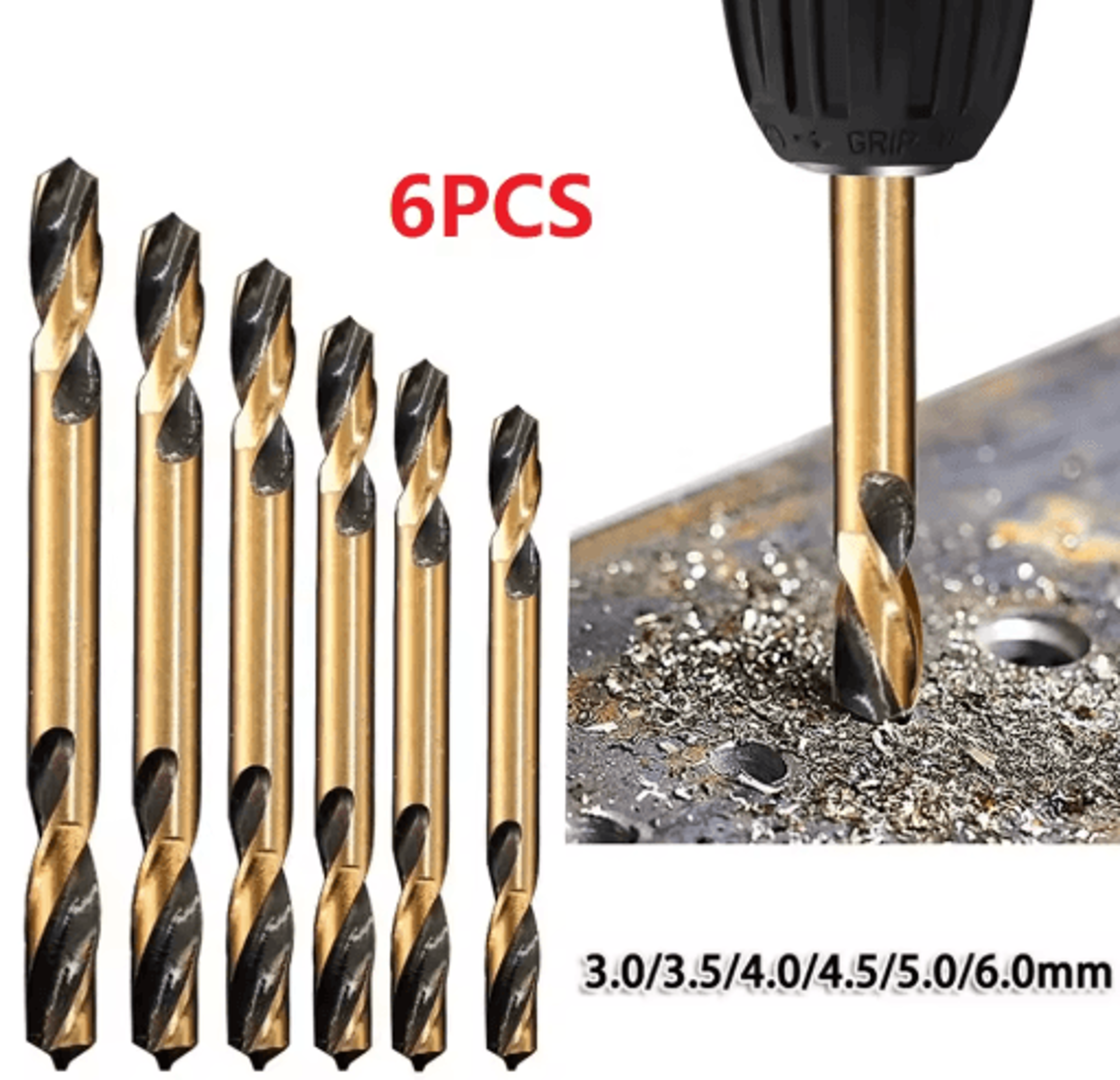 6Piece HSS DoubleEnded Drill Bit Set For Metal Stainless Steel  Wood 4
