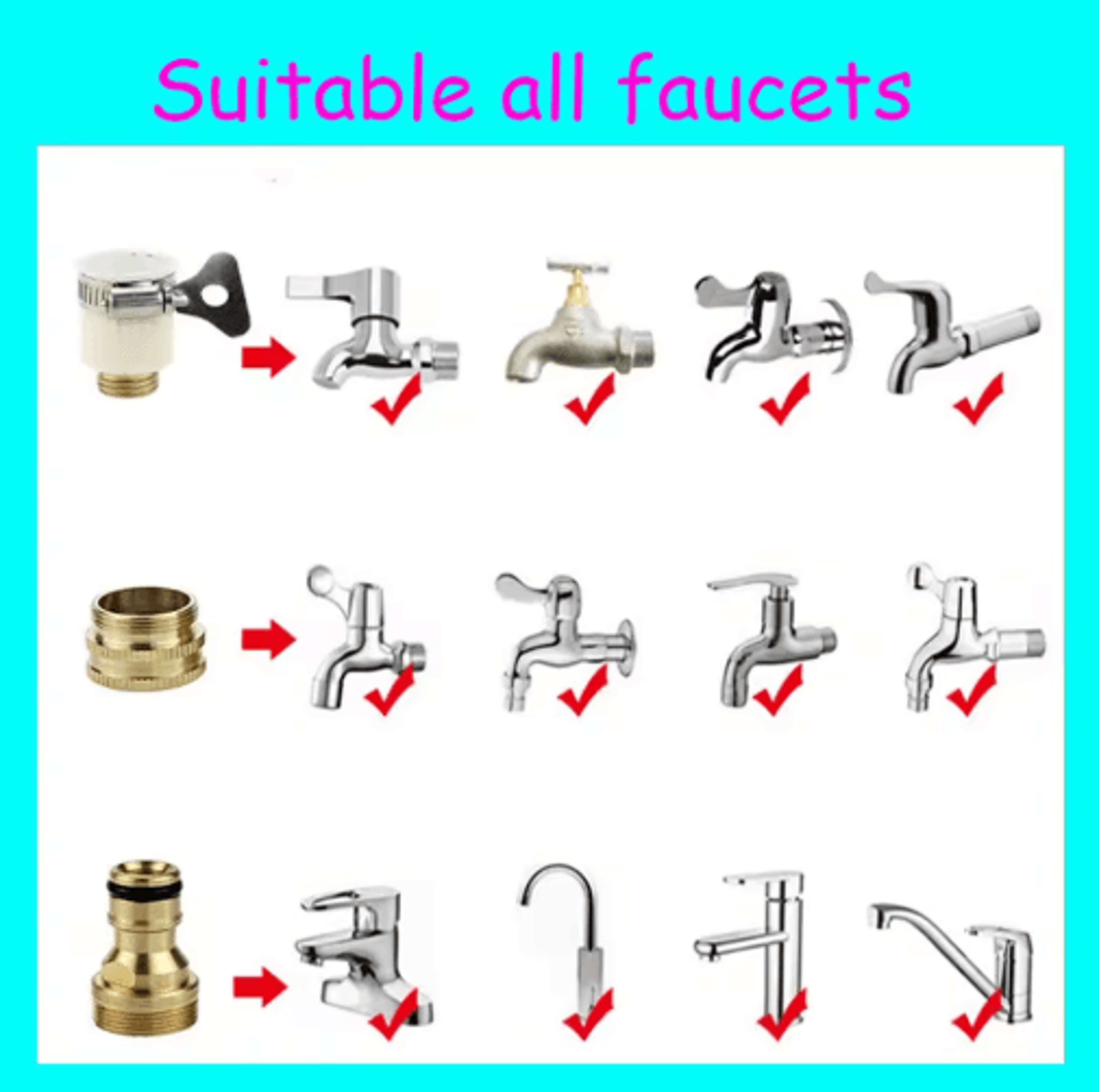 Universal Hose Tap Adapter 1523mm Faucet Connector For Garden Water Hoses 4