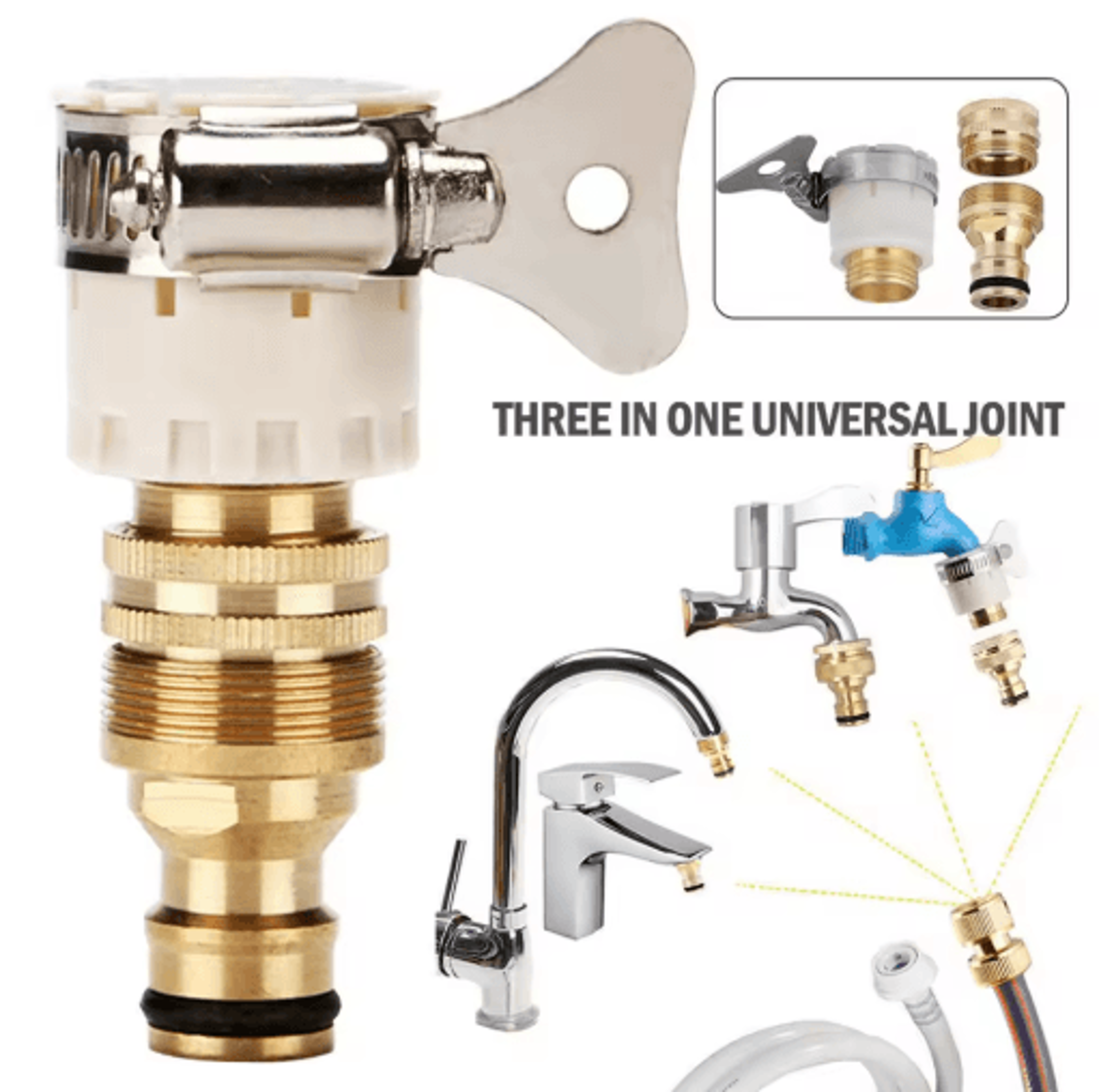 universal hose tap adapter 15–23mm faucet connector for garden water hoses