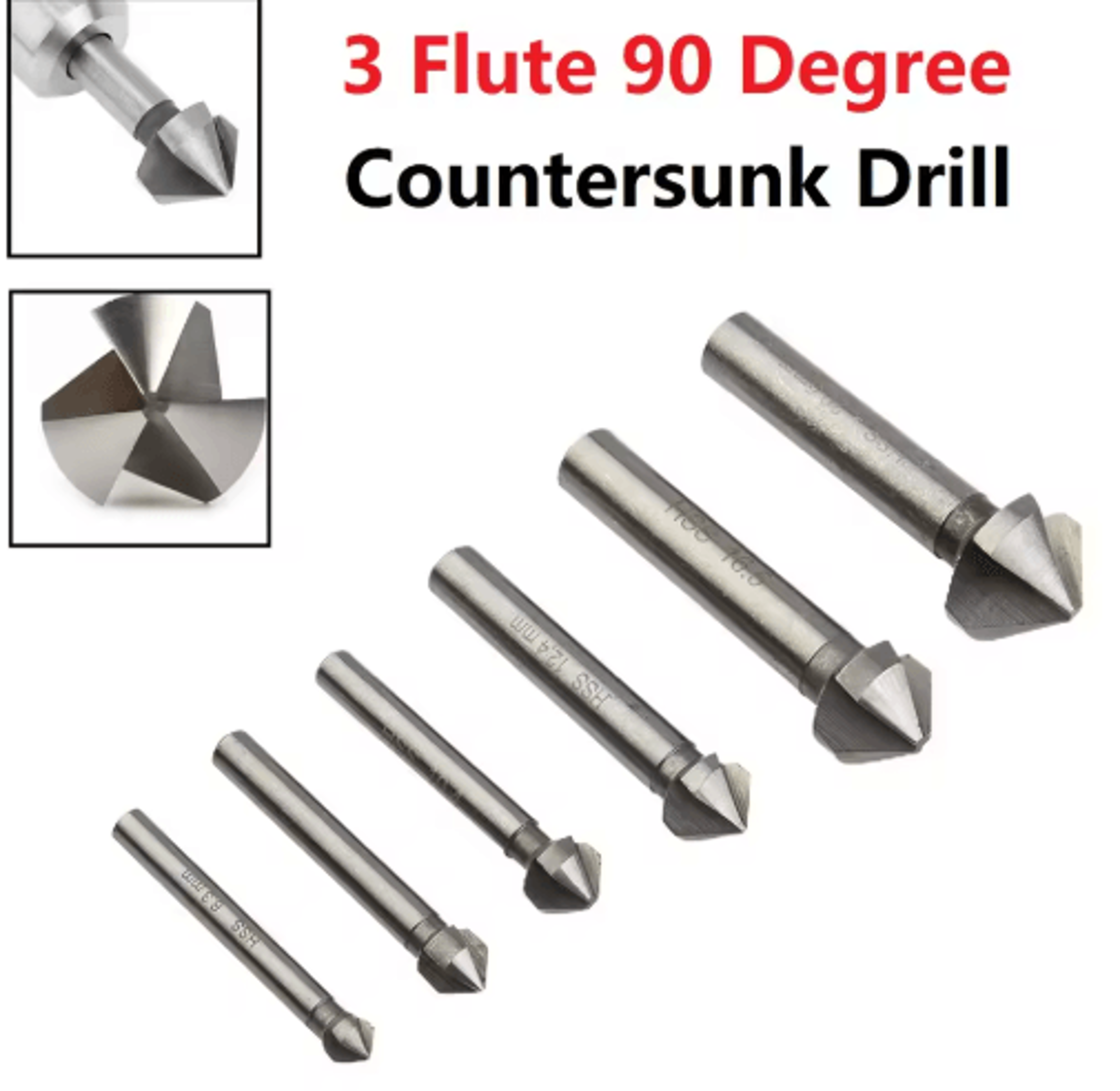 3 Flute 90 Countersink Drill Bit  Chamfer Cutter For Smooth Deburring  Screw Recessing 0
