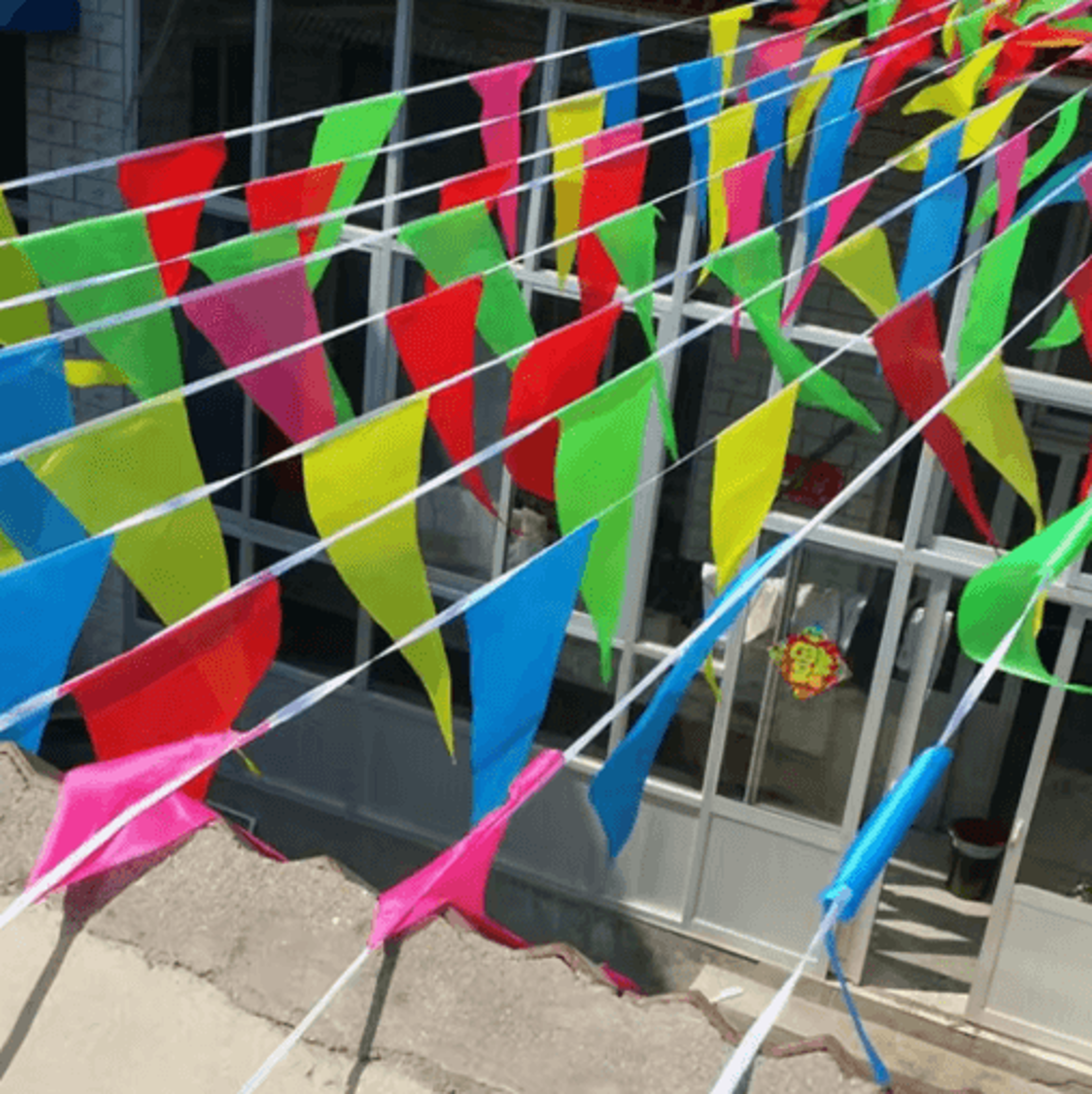 50M Multicolored Triangle Flag Bunting  Outdoor Pennant Banner For Parties Festivals  Garden Decora 4